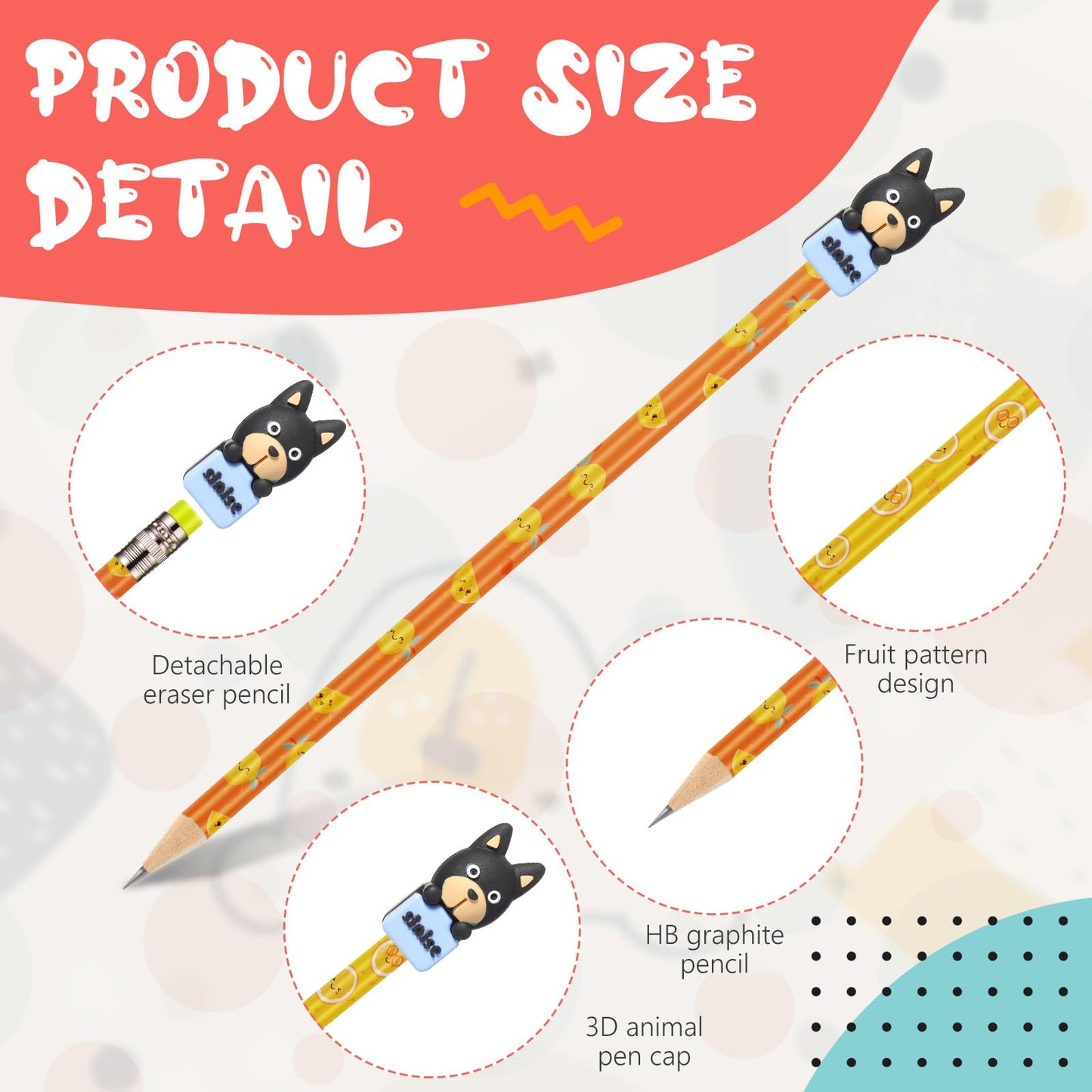Ireer 60 Pcs Scented Pencils for Kids Animal Fruit Fun Smelly Pencils Bulk HB Graphite with 60 Pcs Cute Cartoon Toppers Gift for School Office Classroom Party Reward Supplies(Bright Style)