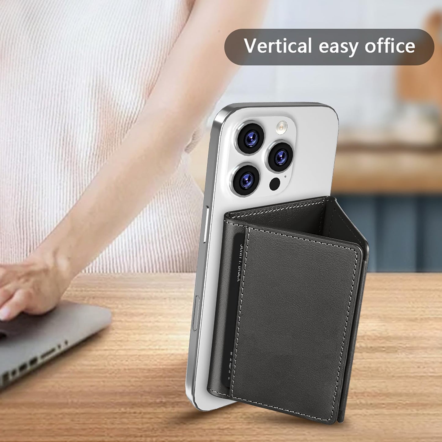 SQMCase Designed for MagSafe Wallet Magnetic Card Holder Compatible with MagSafe Phones and Cases,Phone Wallet for iPhone 17/16/15/14/13/12/ Pro/Max/Plus (Black)