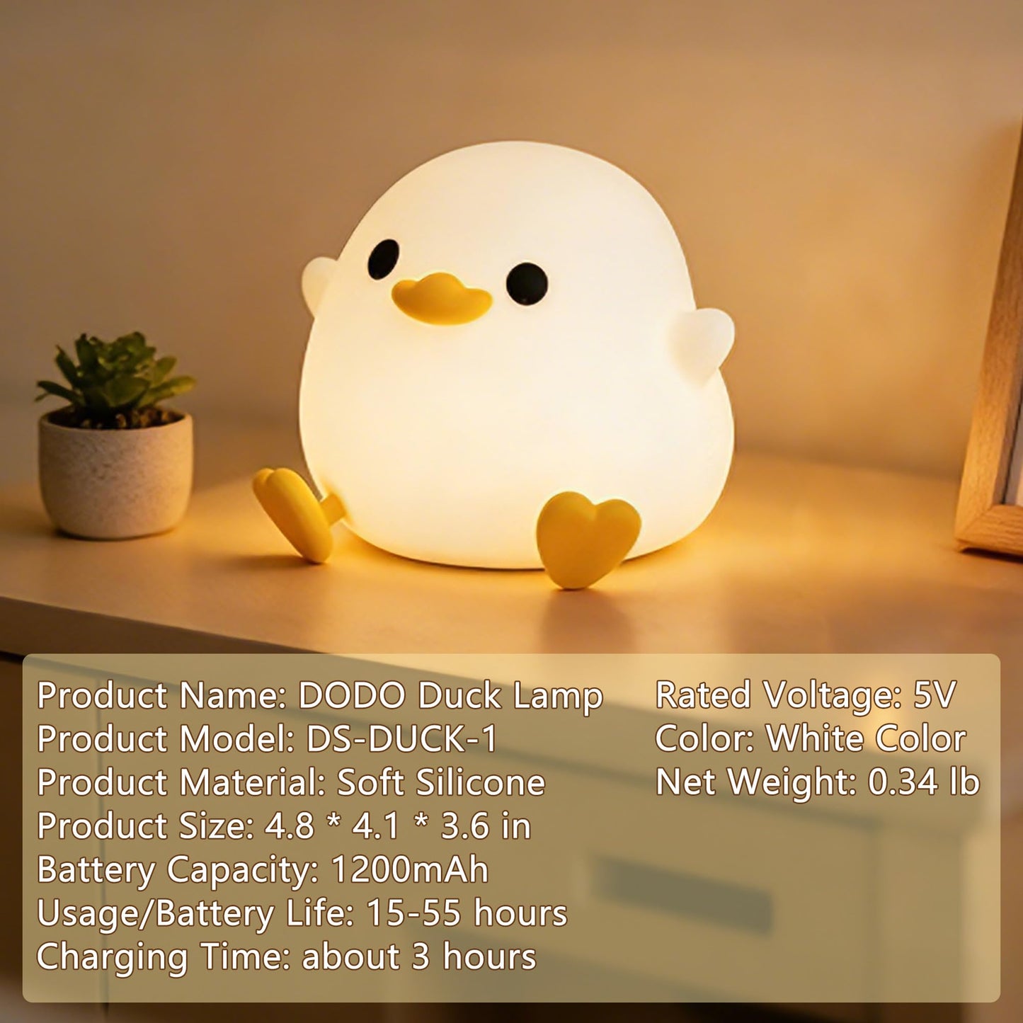 FAMIDUO Duck Night Light, Cute DoDo Duck Lamp, Squishy Silicone Dimmable Bedside Light for Baby Nursery with Timer, Rechargeable Touch Nightlight for Boys Girls Room Decor, Birthday Gift for Kids