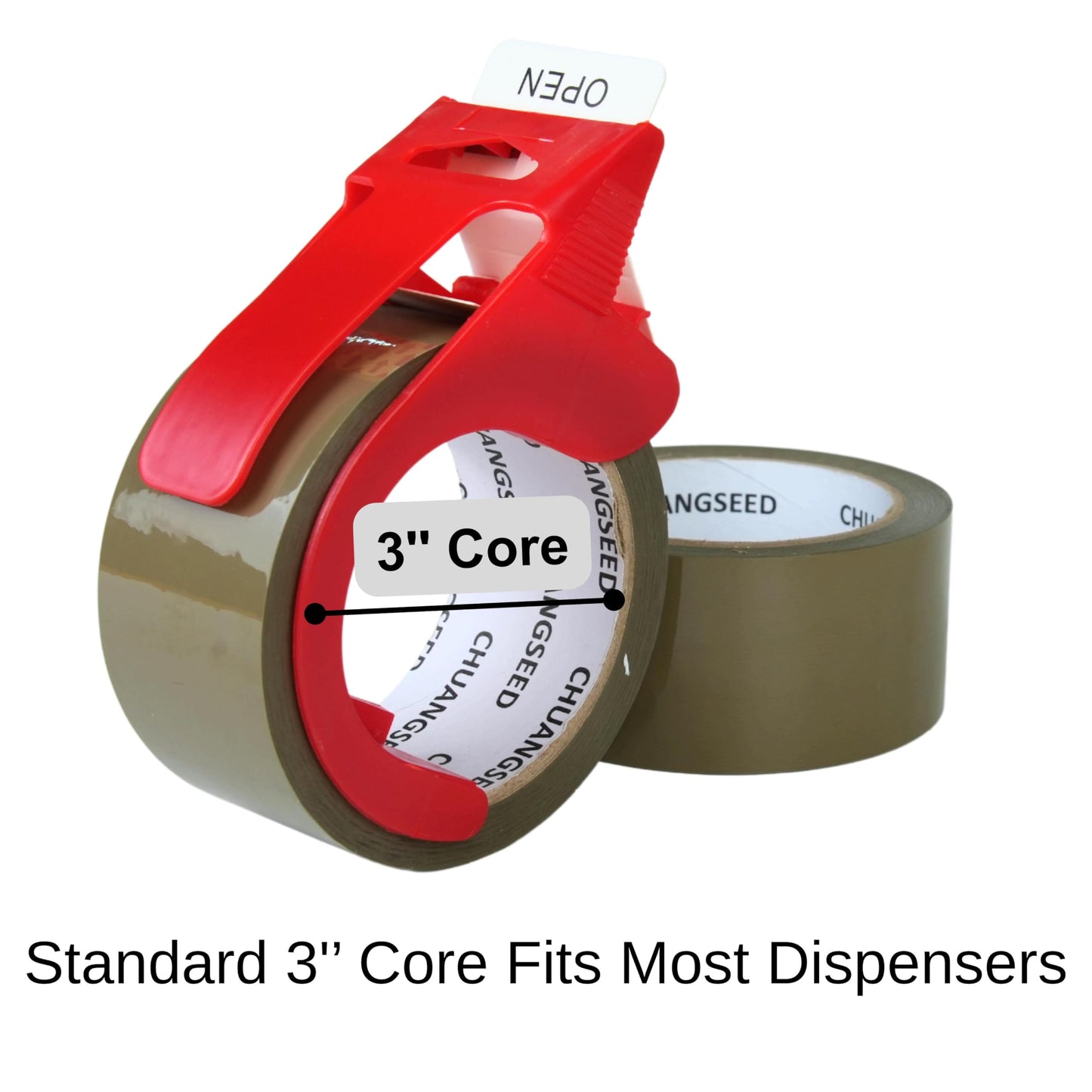 12-Pack Brown Packing Tape with Dispenser, 2.4 Mil 1.88 Inch x 60 Yards,Total 720yds,12 Refills Rolls Packaging Tape for Moving, Shipping and Storage