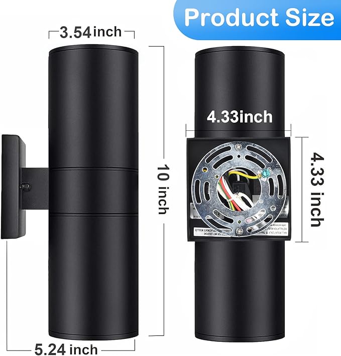 wowlite RGB Up Down Outdoor Wall Lights 2 Pack, 1200LM Smart Cylinder Outdoor Lights for House, Color Changing Exterior Lighting Fixtures APP Control Works with Alexa, IP65 Waterproof Porch Light