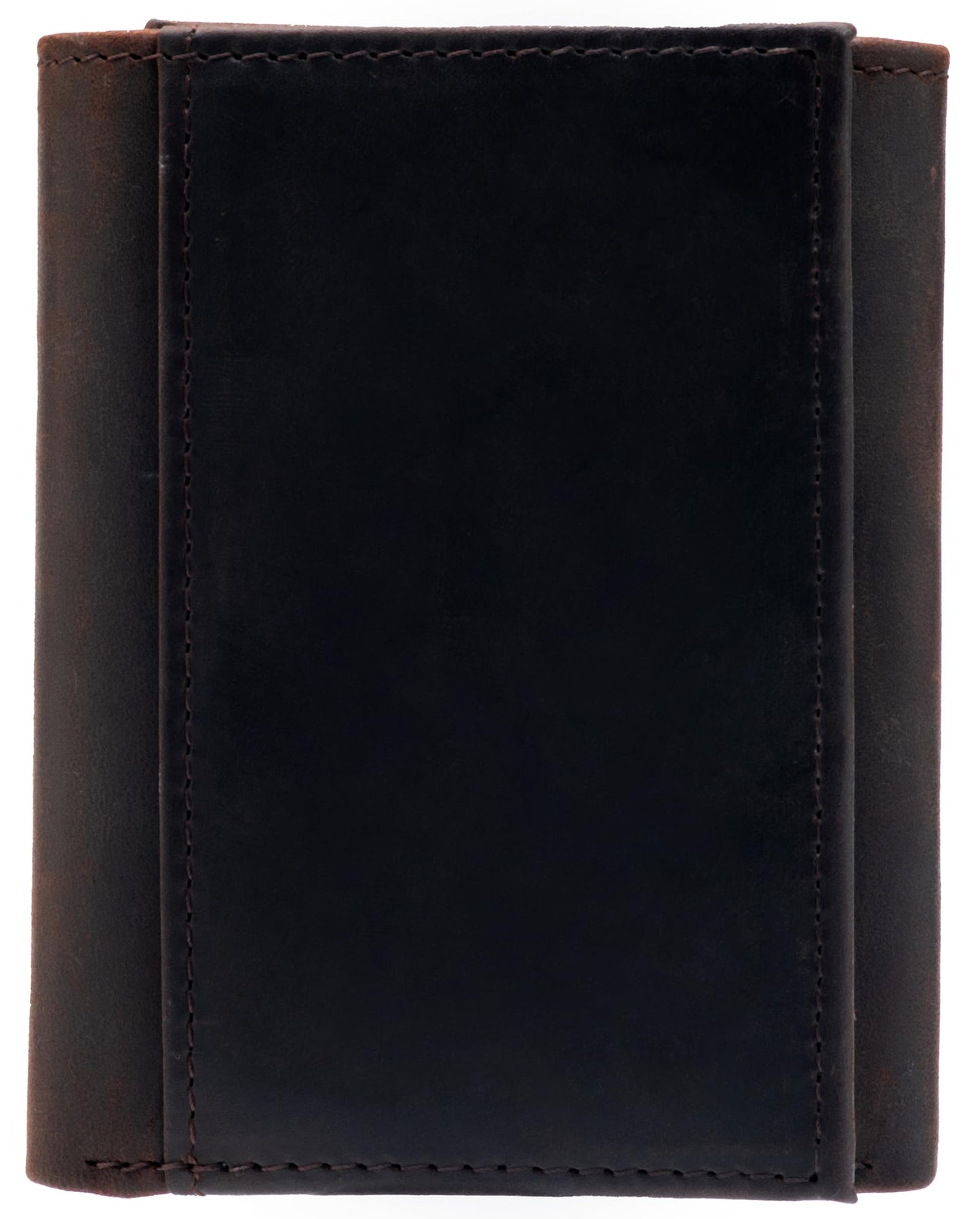 WULOUJIE Mens large-capacity Trifold wallet with 2 ID Window,Genuine Leather RFID Blocking 11 card slots Wallet for Men (Dark brown)