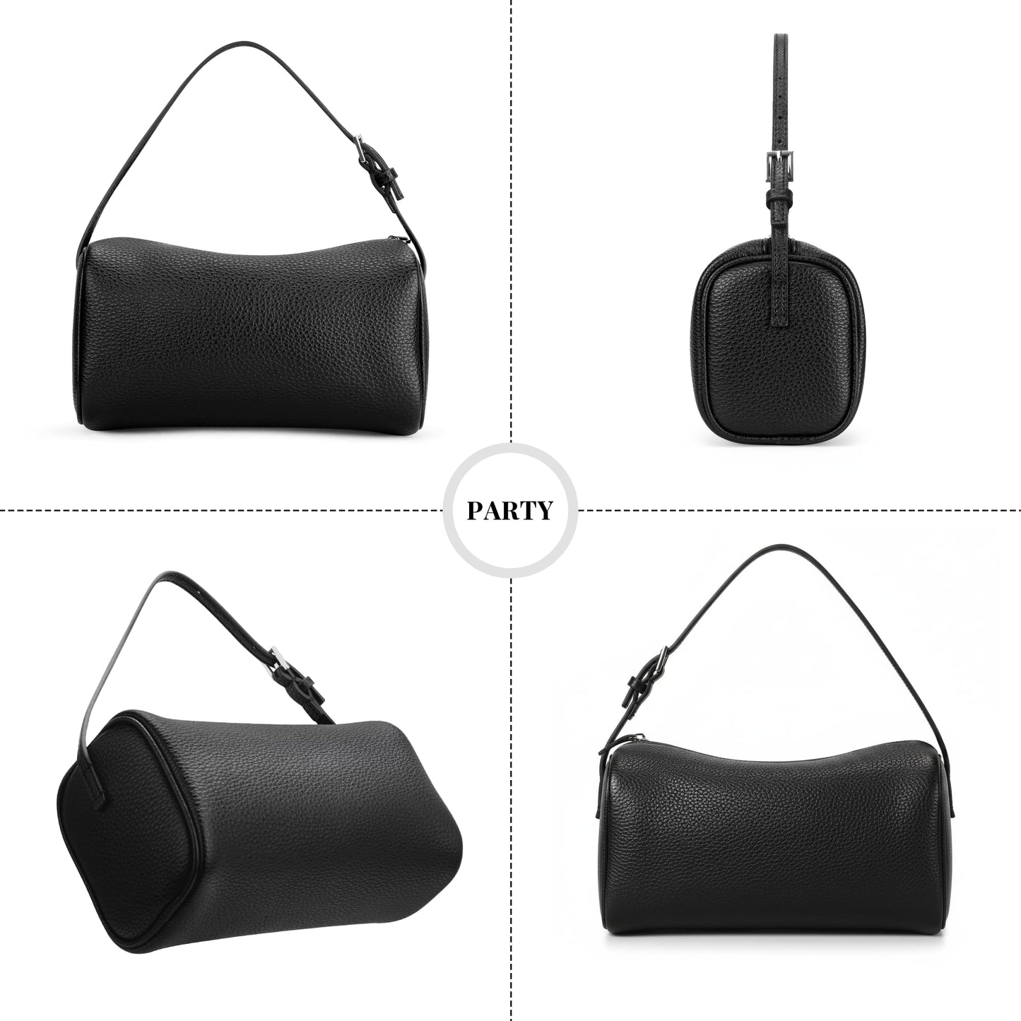 Hobo Crossbody Bags For Women,Vegan Leather Barrel Bag For Ladies,Designer Mini Pruse With Adjustable Strap,Black