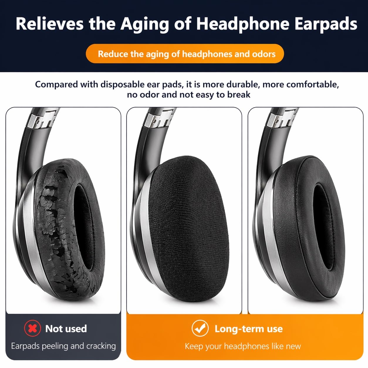 HAOQUOOU 2 Pairs Headphone Earpad Covers,Replacement Earpads Cushions, Headphone Sweat Covers Washable and Stretchable Ear Pads Protectors for Gym Libraries, Studying Gaming (9-11 cm)