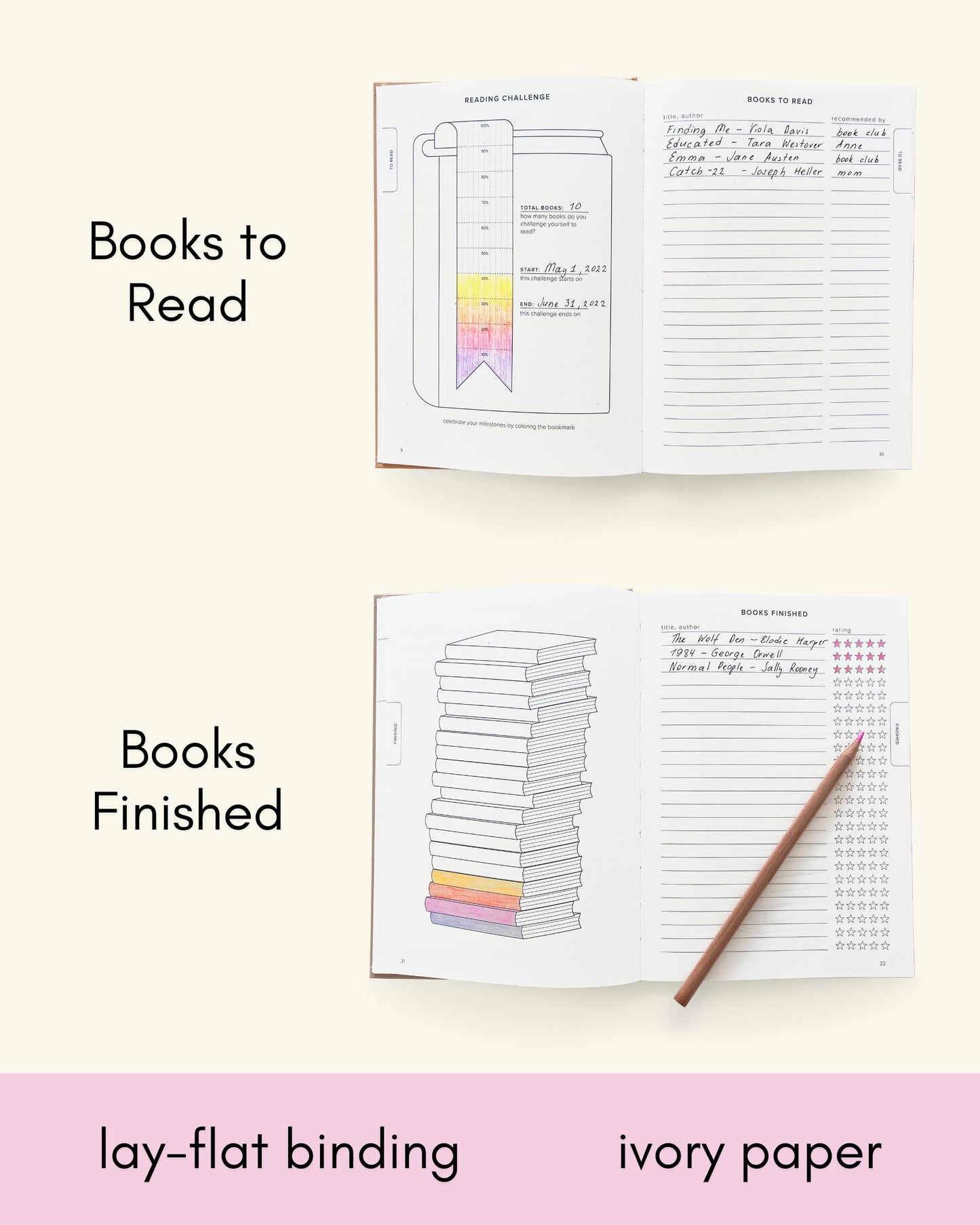 Kunitsa Co. The Reading Journal - 52 Reviews, Book Journal for Book Lovers and Readers, Review and Track Your Reading, Green