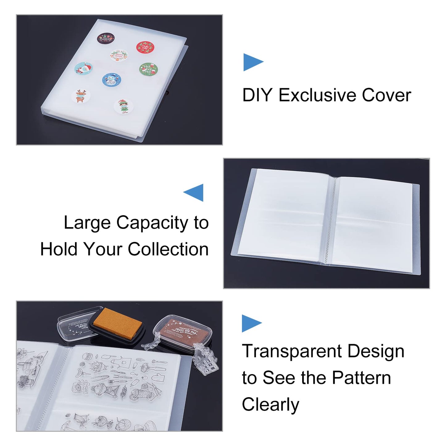 GLOBLELAND 80 Pockets Clear Stamps Storage Album Cut Dies Storage Bag Embossing Folder Keeper Cards Folder Bag for DIY Scrapbooking Arts Crafts Collecting 5.11x7inch