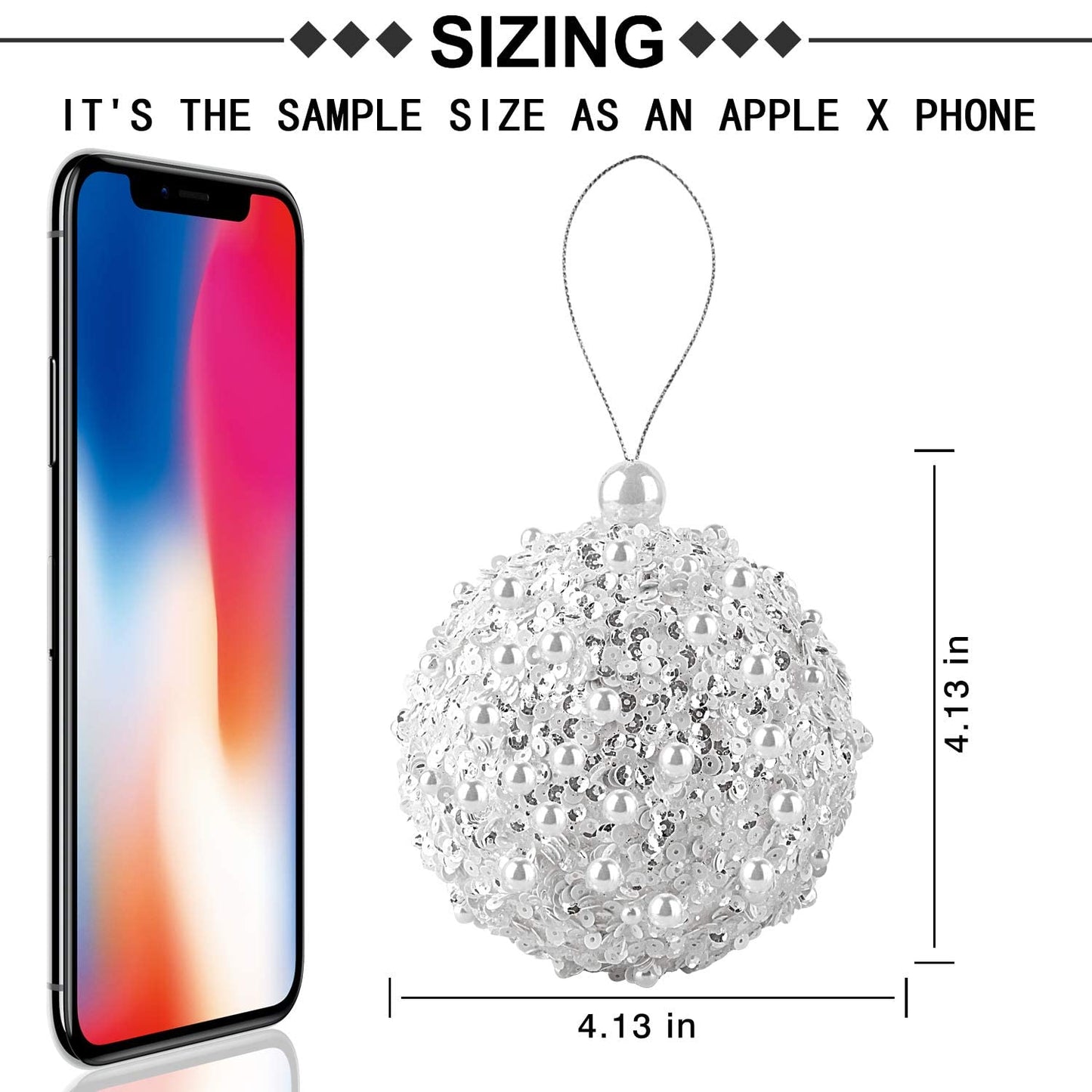 4.25" Christmas Ball Ornaments 4pc Set White Shatterproof Christmas Decorations Tree Balls for Xmas Trees Wedding Party Holiday Decorations Tabletop Small Trees Decoration (White)