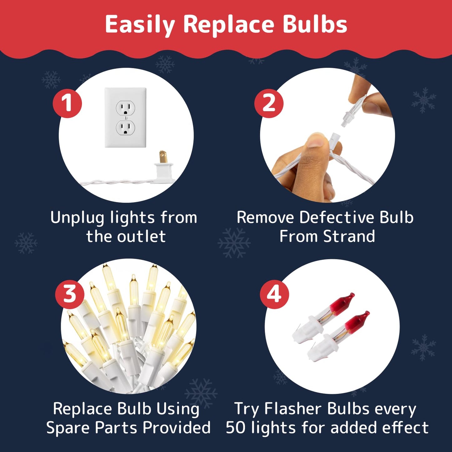 PREXTEX 100-Count Ultra Bright Christmas Lights - 20 ft Clear StringLights on White Wire - Incandescent Xmas TreeLights for Indoor and Outdoor Decorations