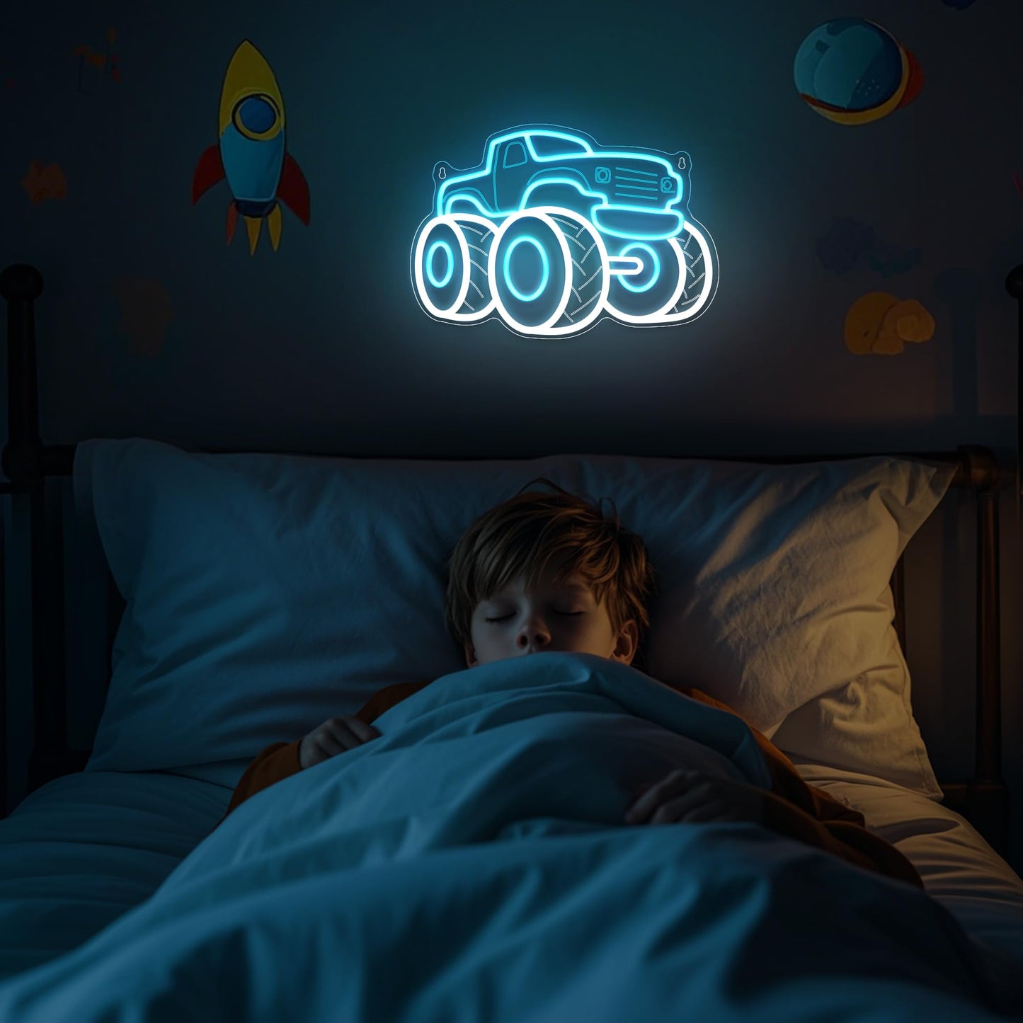 Truck Neon Signs for Wall Decor, Vehicle Neon Lights for Bedroom, Neon Wall Light Suitable for Living Office Game Room Christmas Gift for Truck Toys Lover - 5V USB Power with Hanging Chain Hooks