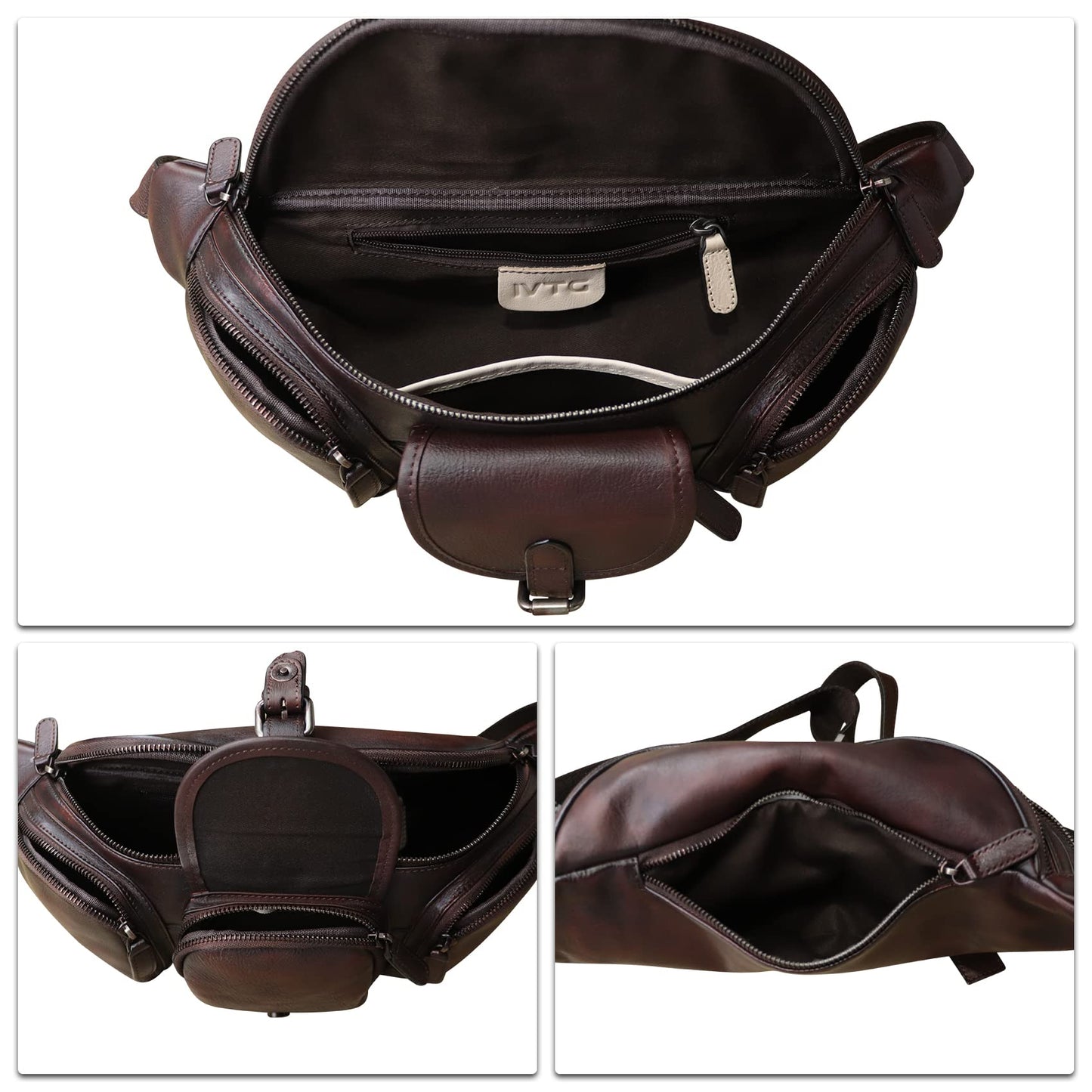 Genuine Leather Fanny Pack for Men and Women Real Leather Sling Bag Crossbody Bag Fashion Waist Bag Chest Purse (Coffee)