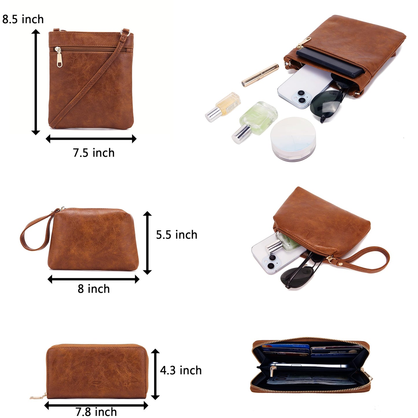 Purses For Women Handbags And Wallet Set Large Hobo Crossbody Bag Ladies Purse Totes 4 PCS Brown