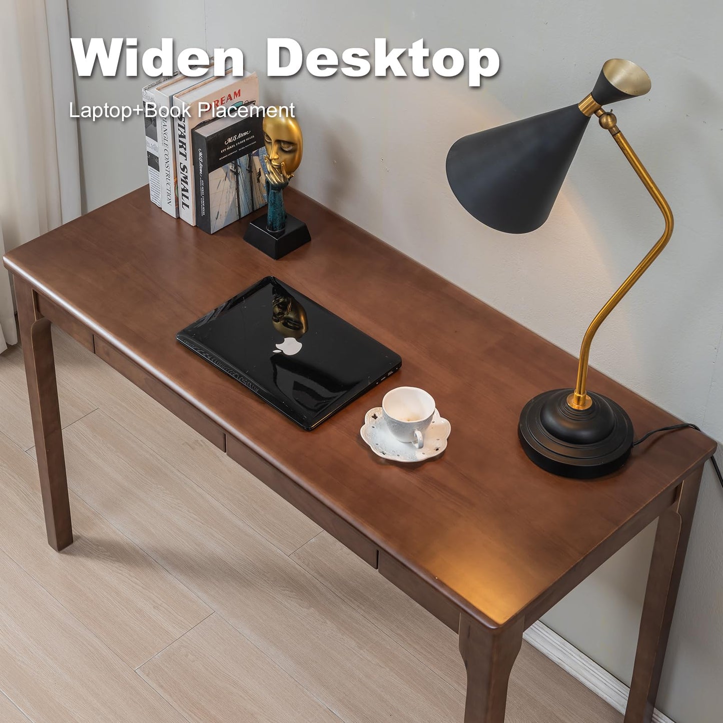 ODCVKRT Solid Wood Desk with Drawers, Small Computer Desk for Small Spaces, Gaming Study Home Office Desks for Work, Student PC Desk for Bedroom, Escritorios para Cuartos