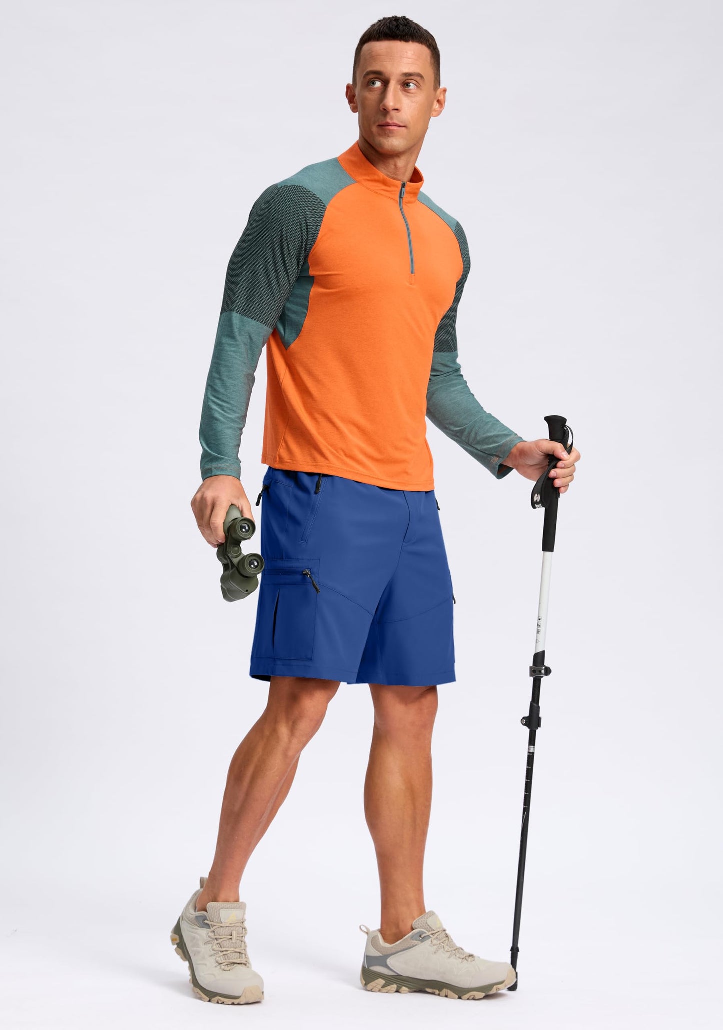 Pudolla Men's Hiking Cargo Shorts Lightweight 7" Travel Casual Shorts for Men Golf Work Outdoor with 5 Zipper Pockets(Royal Blue 3X-Large)