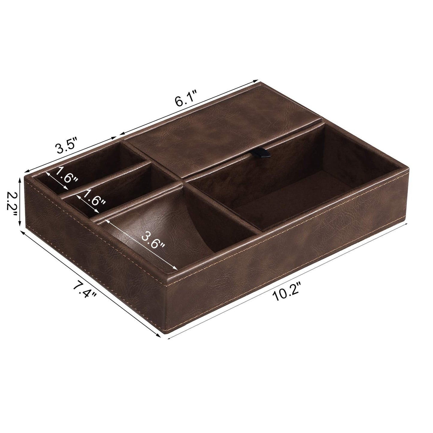 BEWISHOME Mens Valet Tray for men, Nightstand Organizer, Dresser Organizer, Catch All for Mens AccessoriesFaux Leather,Brown SSH06Z