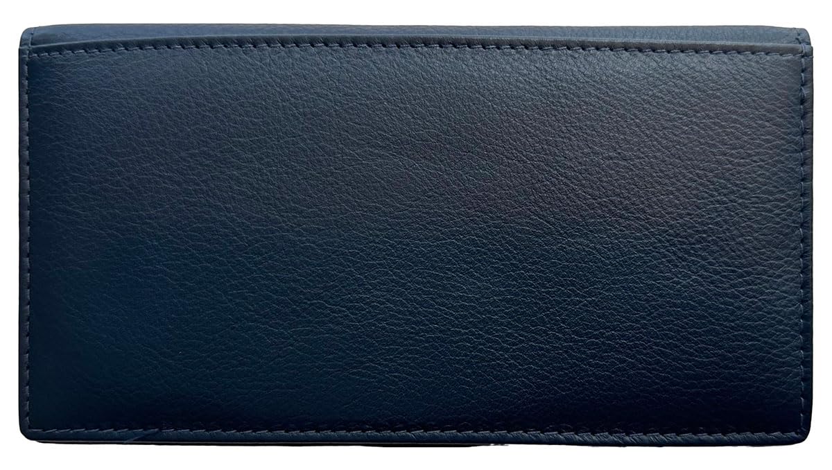 123 Cheap Checks Navy RFID Leather Checkbook Cover With Credit Card Slots and Pen Holder