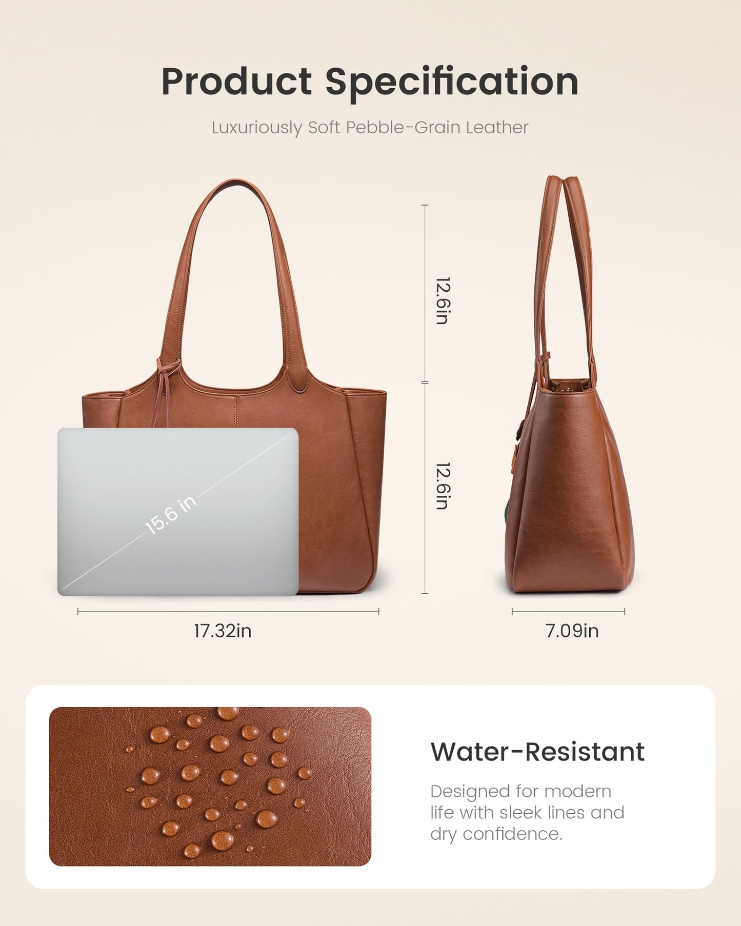 LOVEVOOK Tote Bag for Women, Leather Vintage Work Bag with 40oz Cup Holder,Nurse Teacher Shoulder Bag,Roomy,6 Pockets