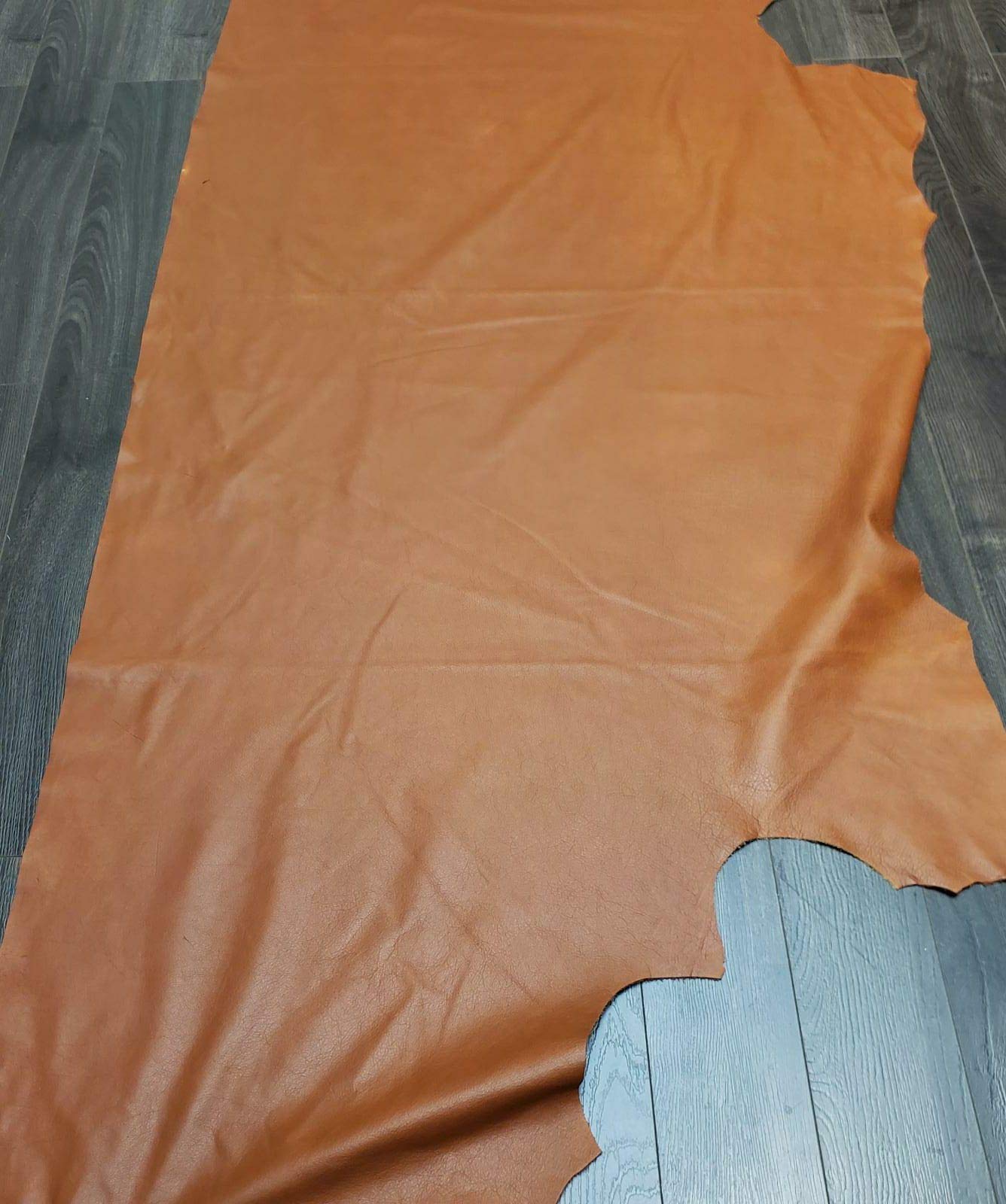 NAT Leathers Brown Cognac Tan Weekender Two Tone Upholstery Chap 12"x12" Leather Cutting Square Feet Cowhide Genuine Leather Hide Skin (12"x12")