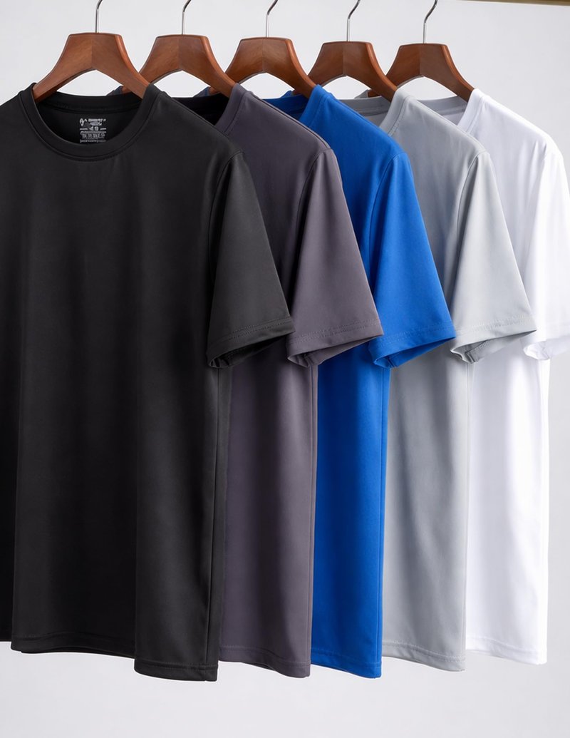 5 Pack Men’s Active Quick Dry Crew Neck T Shirts | Athletic Running Gym Workout Short Sleeve Tee Tops Bulk (Set 6, 5X-Large)