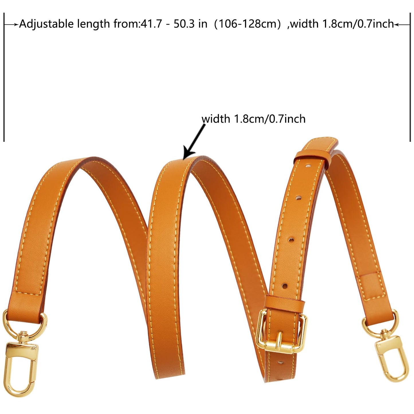 YAZHIMI Vachetta Leather purse strap Genuine Leather Adjustable Replacement Strap for Shoulder Bag Handbag Purse (Honey brown-leather purse strap)