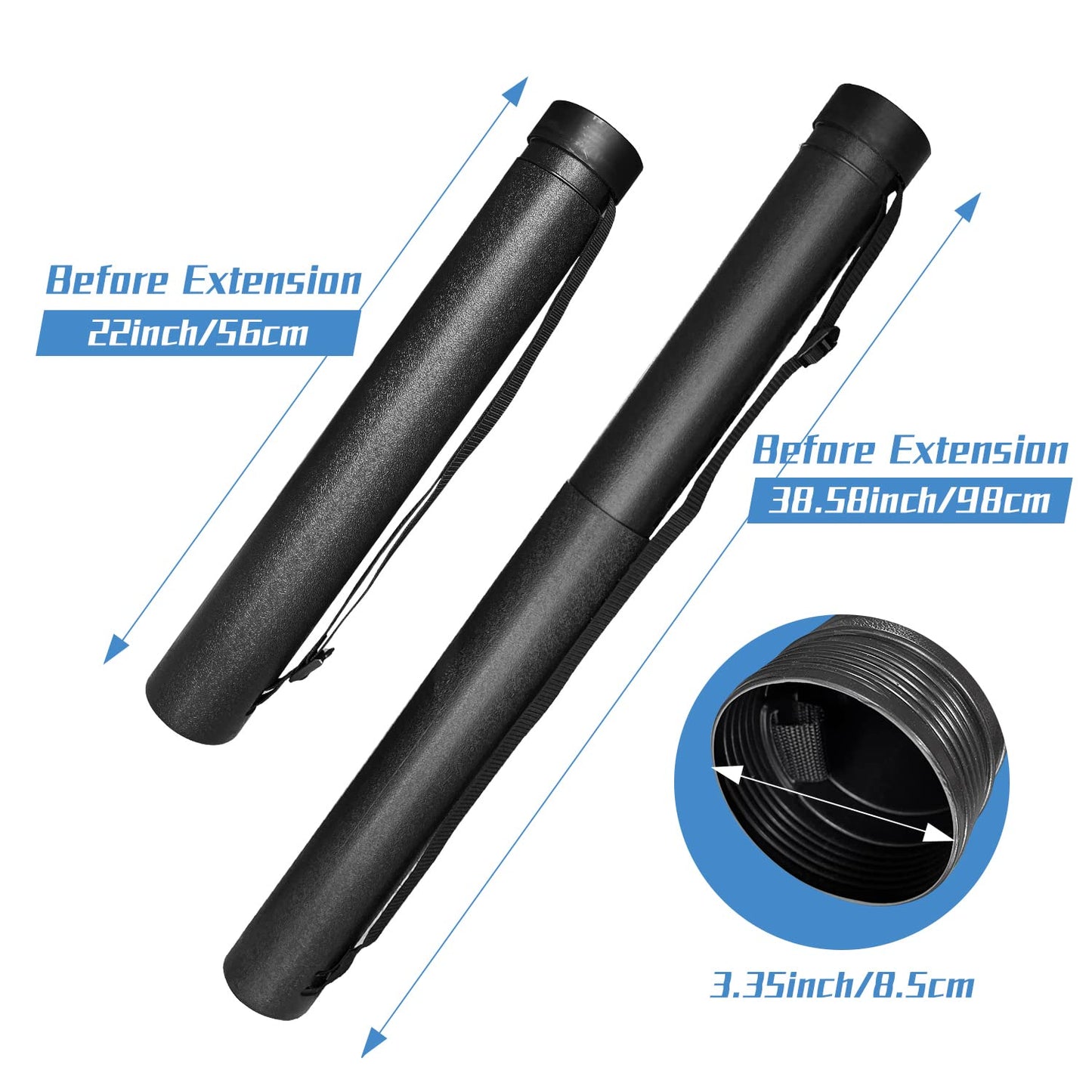 Ecjiuyi 3Pack Poster Tube with Strap,Expandable Blueprint Art Mailing Transport Carrier Tubes Holders Storage,Expands from 22 to 38 inches