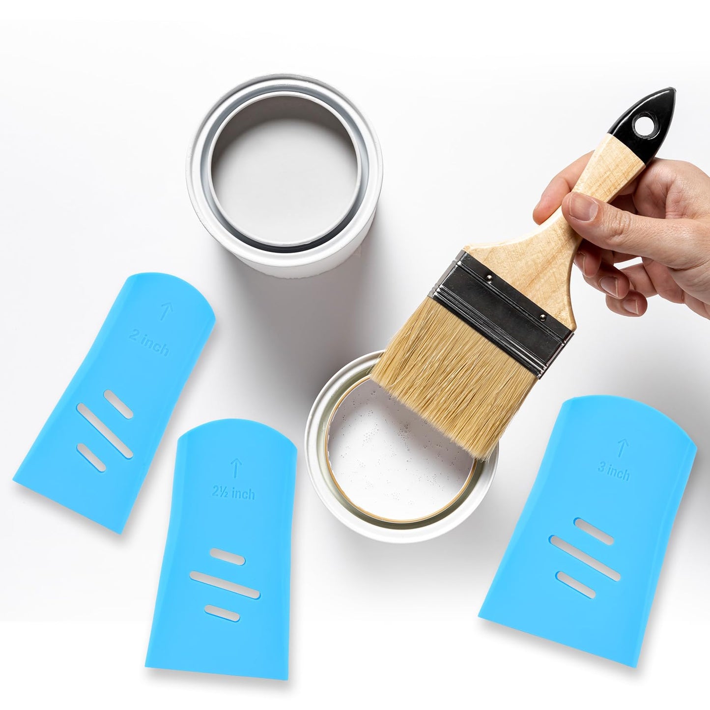 Fukaisu 6pcs Paint Brush Protector Covers, 3 Sizes Highly Flexible Silicone Paintbrush Saver Sleeves Case for Art Studio or Home Improvement Toolbox Container Storage & Organizer Keep Shape (Blue)