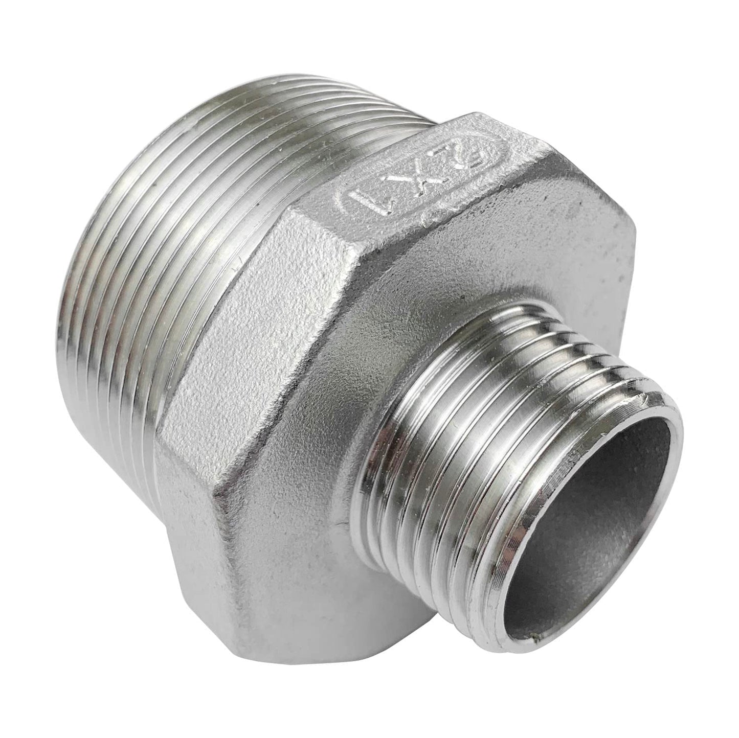 LOZOME 2" x 1" Male Hex Nipple Threaded Reducer Connector Pipe Fitting Adapter,Stainless Steel 304 NPT