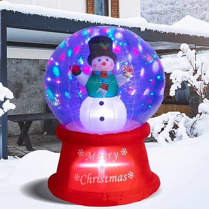 5 FT Tall Christmas Inflatables Outdoor - Snowman in Snow Globe with Rotating LED Lights, Christmas Blow Up Yard Decoration Holiday, Party, Xmas, Yard, Garden Decor