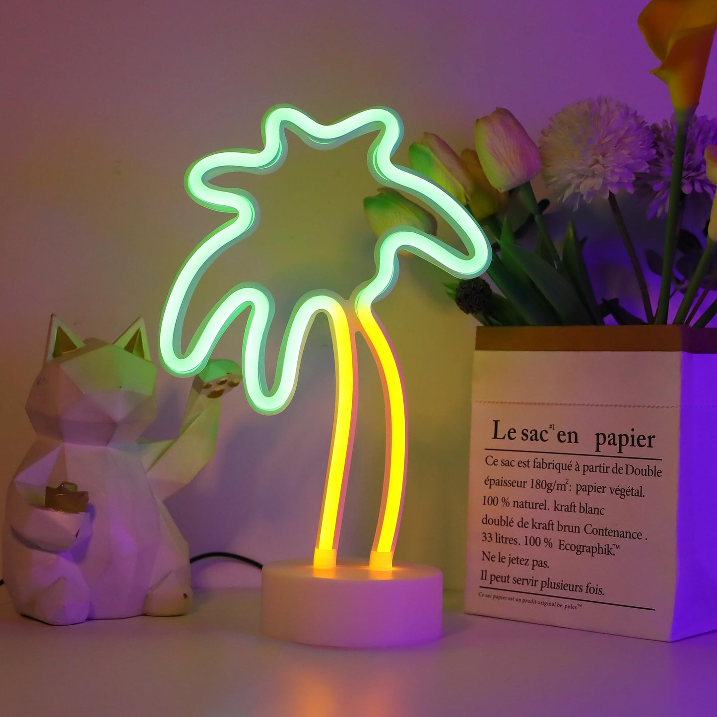 VOCAON Green Palm Tree Decoration Neon Signs Light Wall Decor USB/Battery Powered Neon Lights for Bedroom Girls Kids Birthday Party Christmas Palm Tree Neon Sign(Palm Tree)