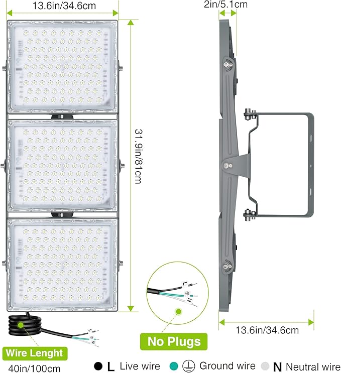 STASUN LED Flood Light Outdoor, Max Series 750W 75000lm 6000K Daylight IP66 Waterproof, Commercial Parking Lot Light,3 Heads for Yard Street Stadium House Floodlight Security Lights for Outdoor Area