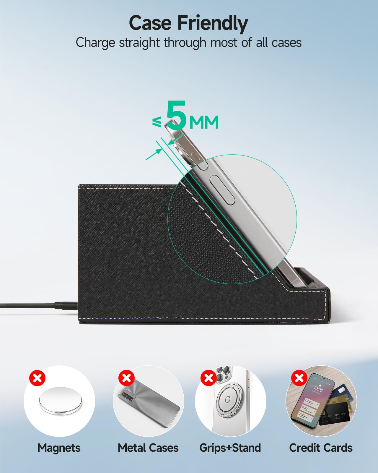 Fast Wireless Charging Station with Desk Organizer for iPhone 17/16/15/15 Pro/14/14 Pro Max/14 Pro/14 Plus/13/13 Pro Max/13 Pro/and iPhone 12/11 Series, Nightstand Desktop Organizer for Home Office