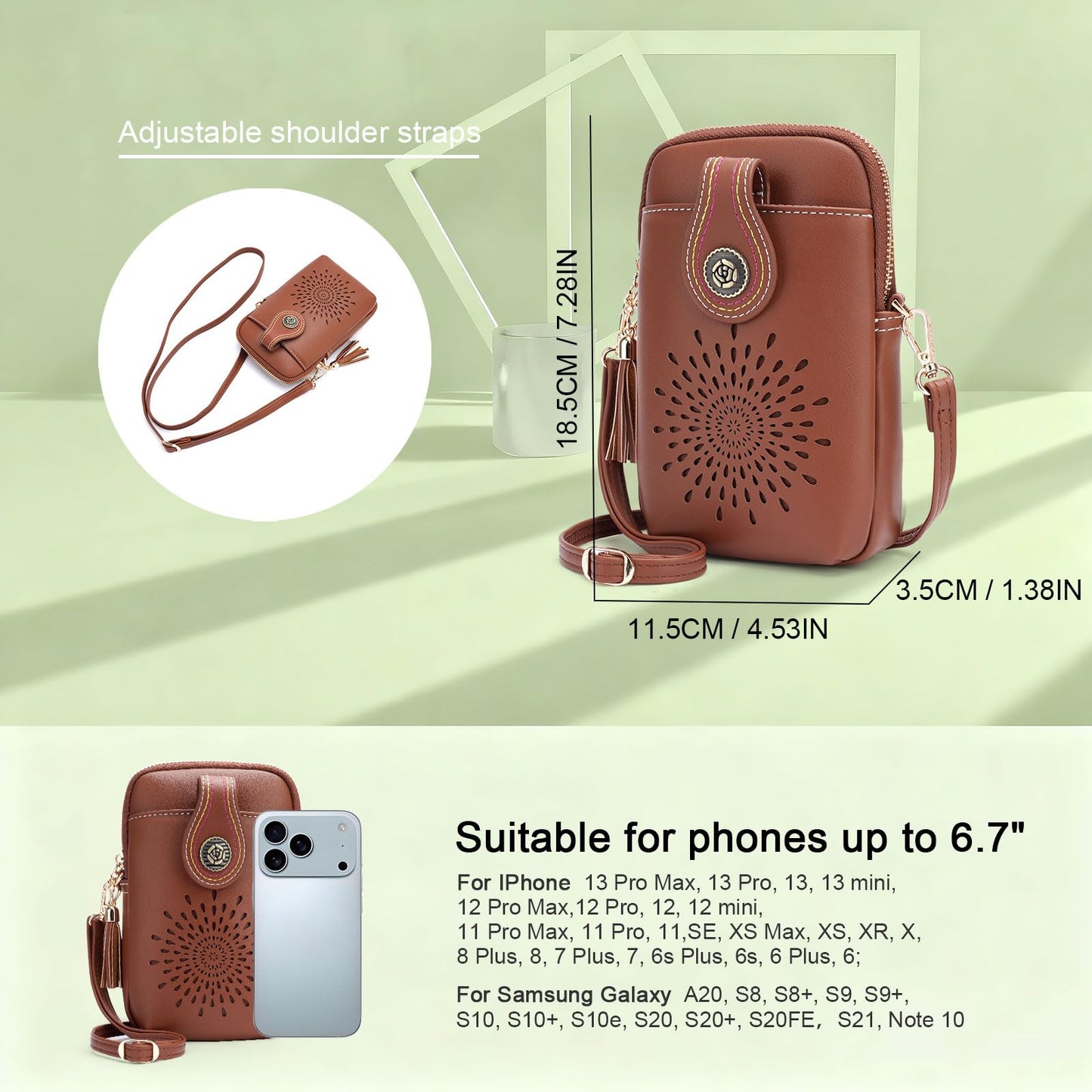 APHISON Small Crossbody Bags for Women, Lightweight Vegan Leather Cell Phone Purse, Cute Purses with Tassels