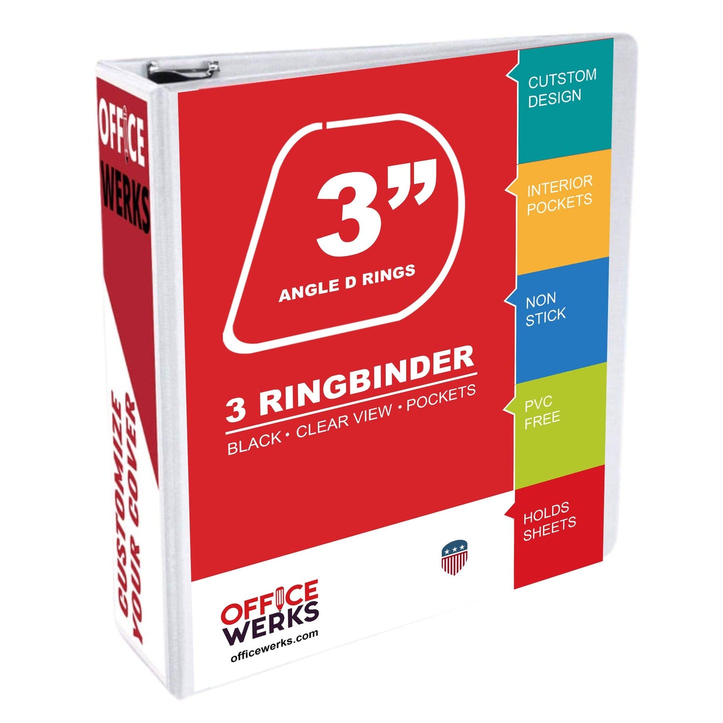 3 Ring Binder, Professional Angle D Ring Vinyl 3 Inch, Presentation Folder for Standard Pages 8.5 x 11 with Pockets, Crystal Clear View White (12 Pack) for Office Supplies