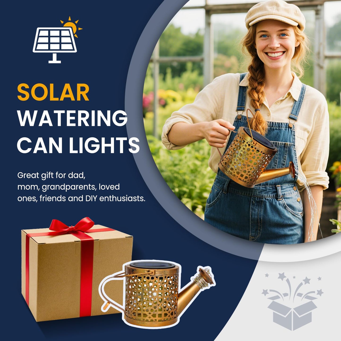 BETOLEAN Solar Lights Outdoor Decorative, 2 Pack Metal Watering Can Lights Outdoor Waterproof, Small Patio Light Yard Lawn Pathway Decor, Gardening Gifts for Women Mom Grandma