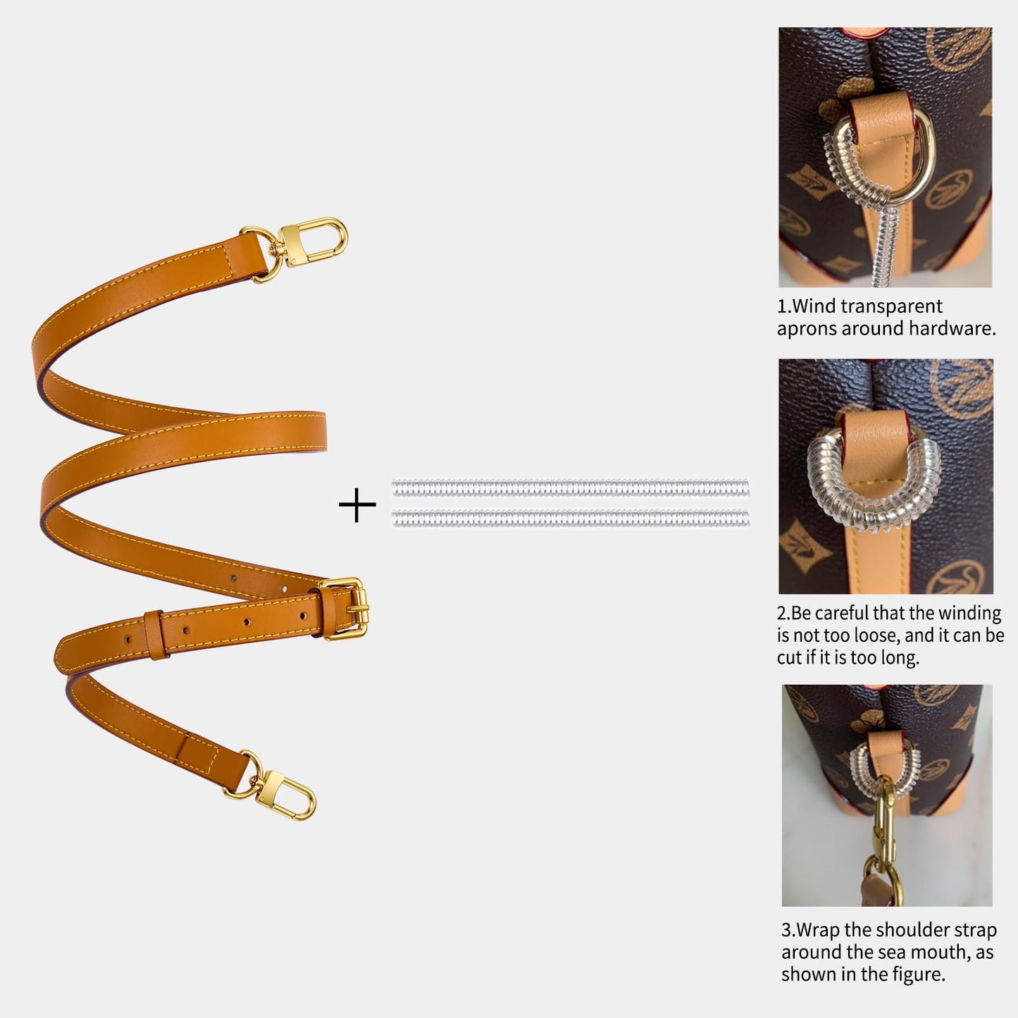 LWMYFZX Genuine Vachetta Leather Crossbody Strap | Adjustable Replacement Shoulder Strap for Handbags, Purses & Clutches (Beige yellow)
