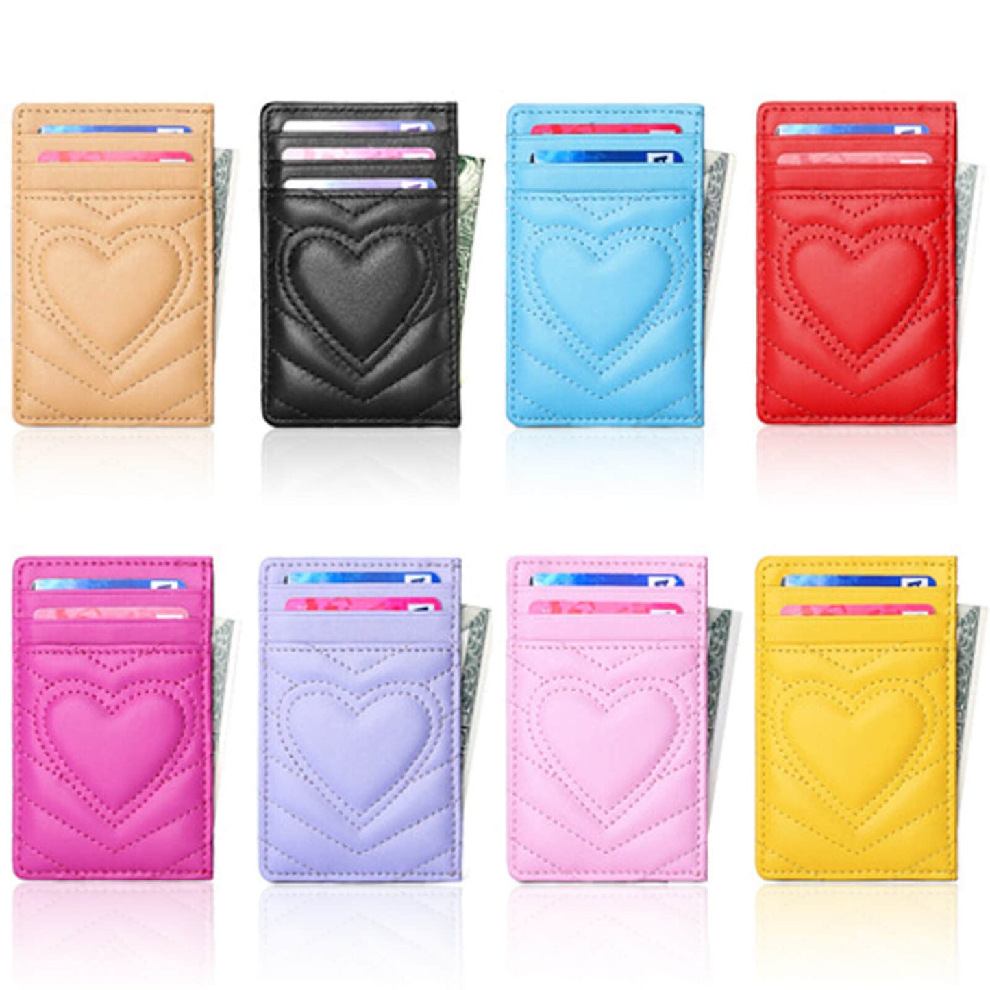AUNER LEATHER Birthday Gifts for Teen Girls - Graduation Gifts for 10 11 12 13 14 15 16 Year Old Girl, Cute Heart Trendy Stuff, Quilted Leather Card Holder Slim Front Pocket Wallet for Teenage Girls