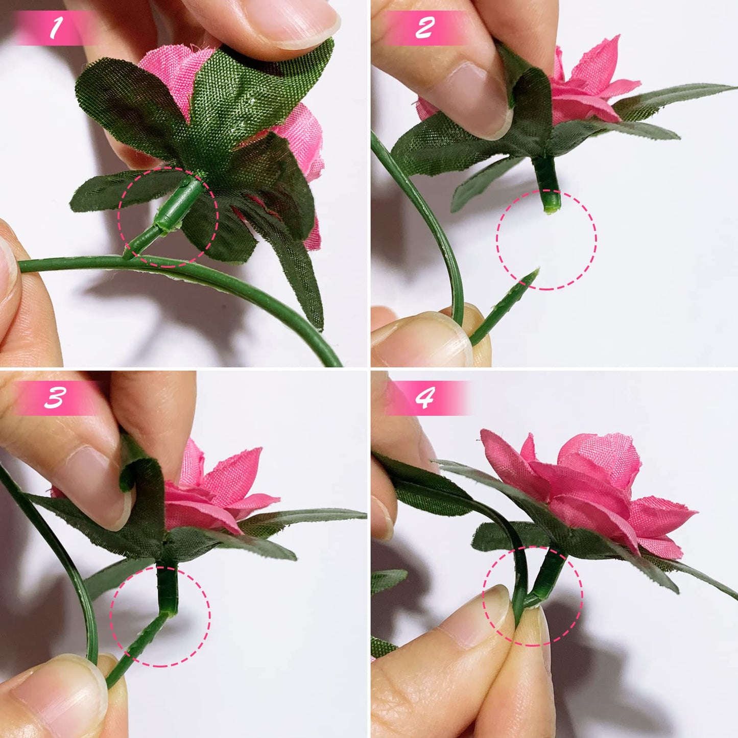 PONKING 8 Pcs x 8.2 ft Flower Garland Artificial Rose Vine Flowers with Green Leaves Hanging Fake Roses Vine for Room Party Home Wedding Birthday Christmas Wall Arch Decor, Spring Magenta Flower
