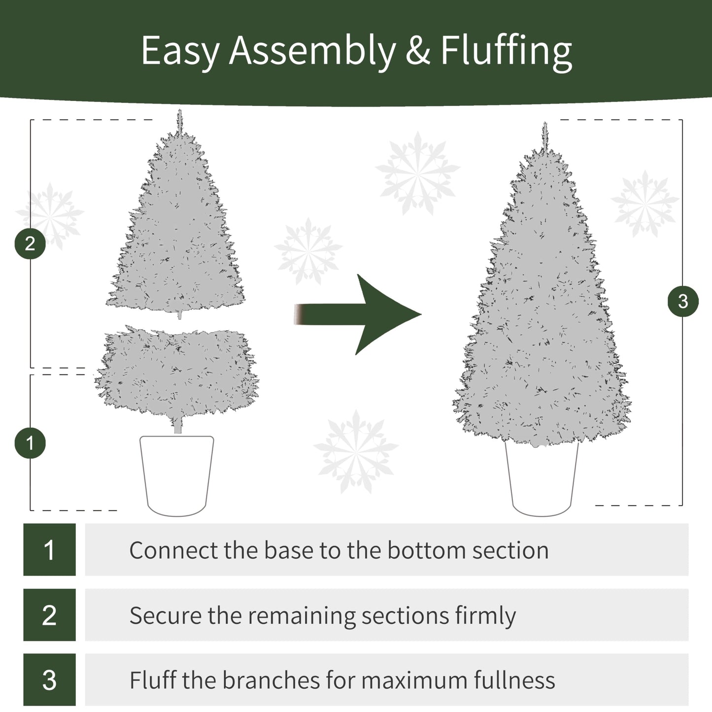 Puleo International 4.5ft Pre-Lit Potted Flocked Arctic Fir Christmas Tree with 70 Clear Lights, 419 Realistic Dense Snow Flocked Branch Tips, Easy Setup Artificial Trees with Sturdy Stand