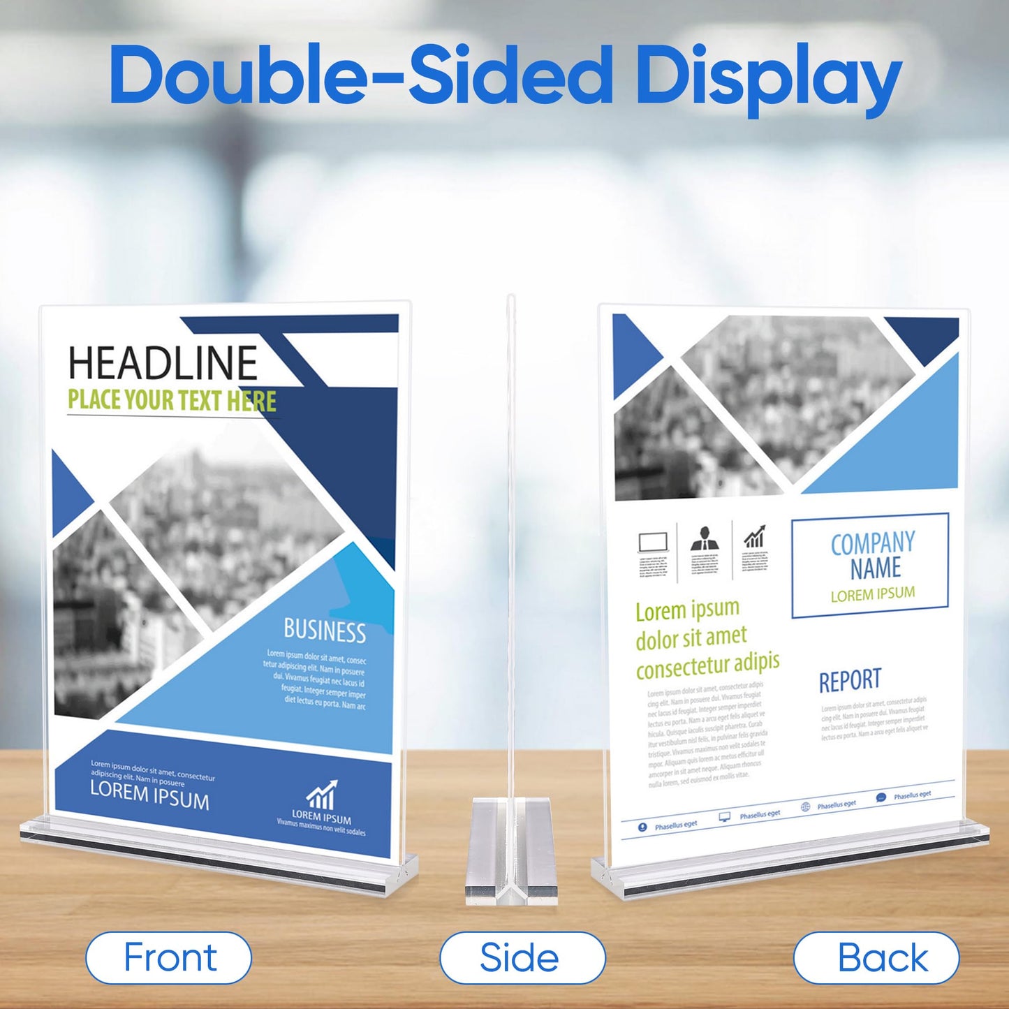 ZongXing acrylic sign holder 8.5 x 11 Paper Stand 10 Pack Clear Double Side T Shape Acrylic Table Signs for Displaying, Flyer Holder Paper Card Holder for Office Business Store Mall Restaurants