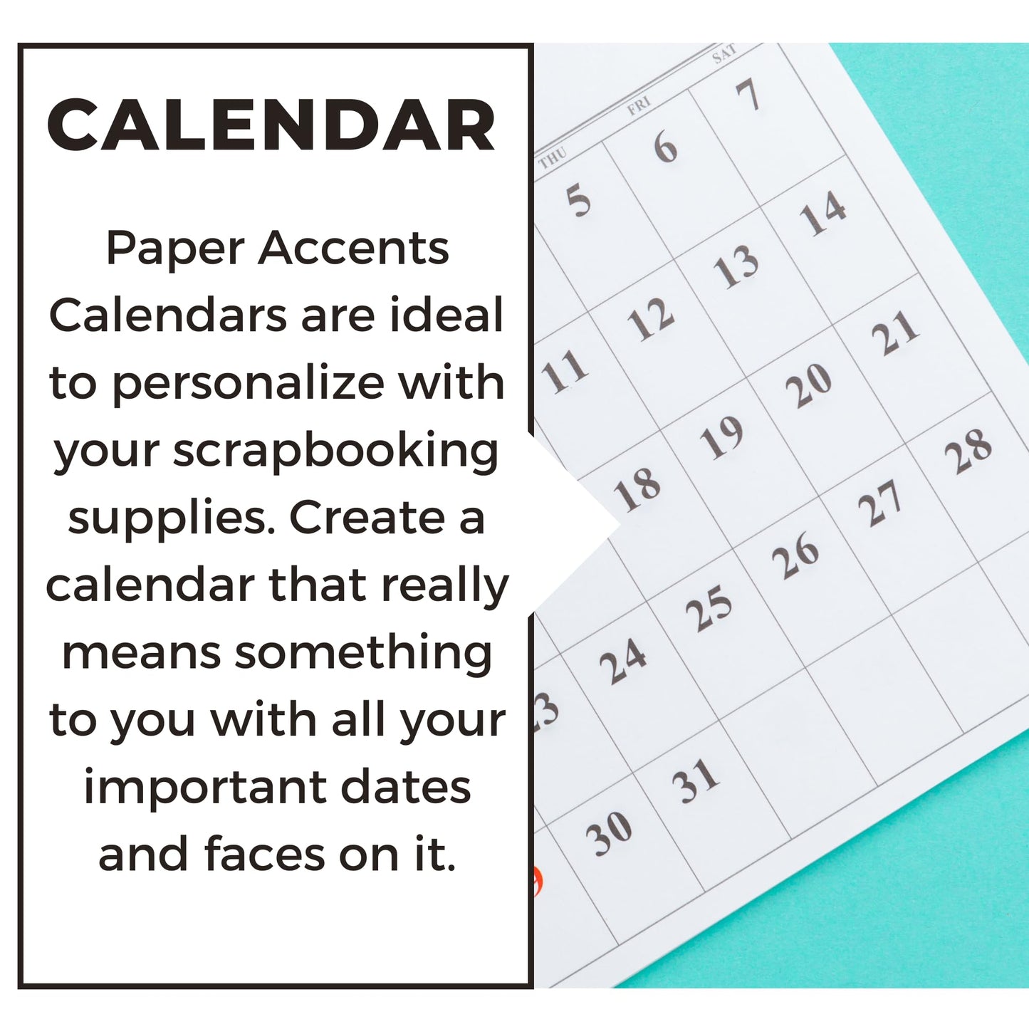 Accent Design Paper Accents DIY 8x8 Blank Calendar – 14-Month White Blank Calendar Sheets for Wall, Desk, or Planner – Undated Customizable Monthly Organizer