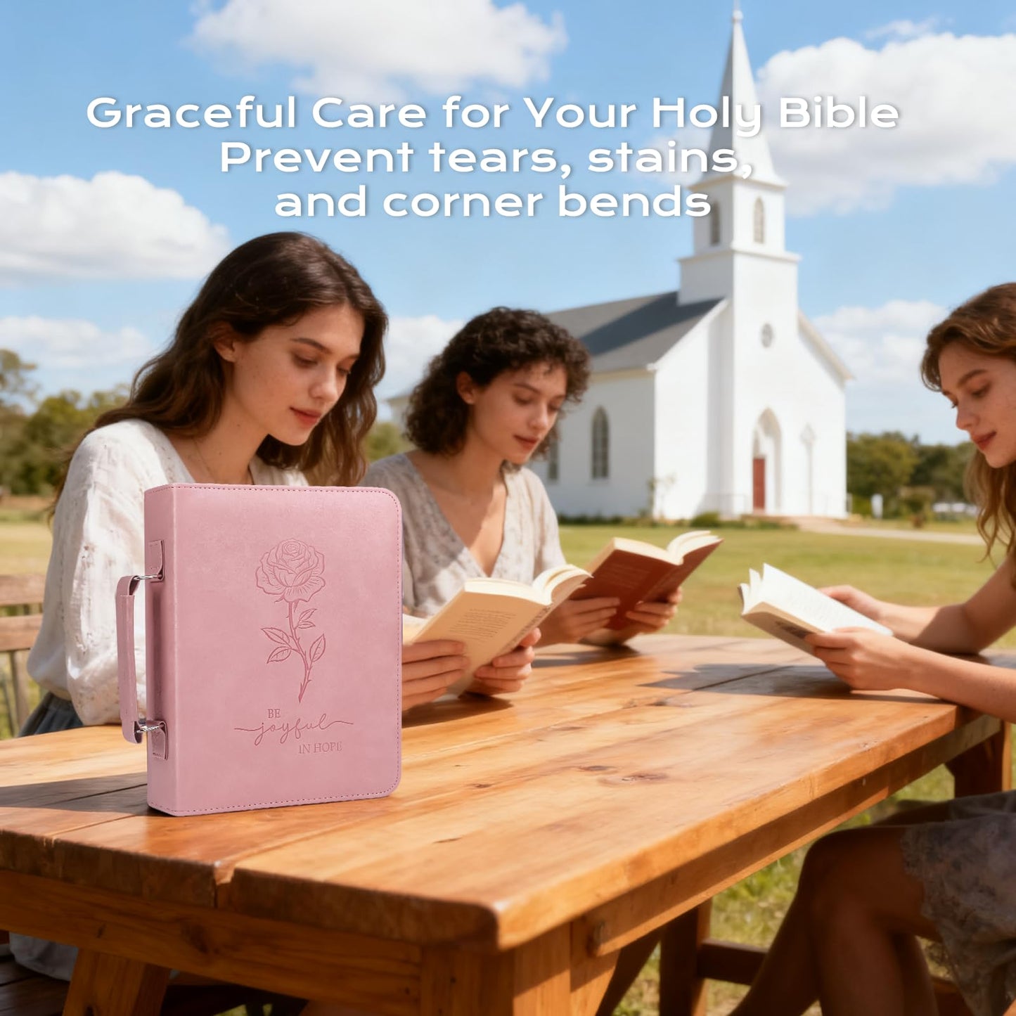 XKDOUS 24 Pcs Bible Covers Kit, Bible Carrying Case Large Church Bag w/Bible Study Supplies, Tabs, Pens, Bookmarks, Leather Book Holder Case Christian Gift for Women Lady