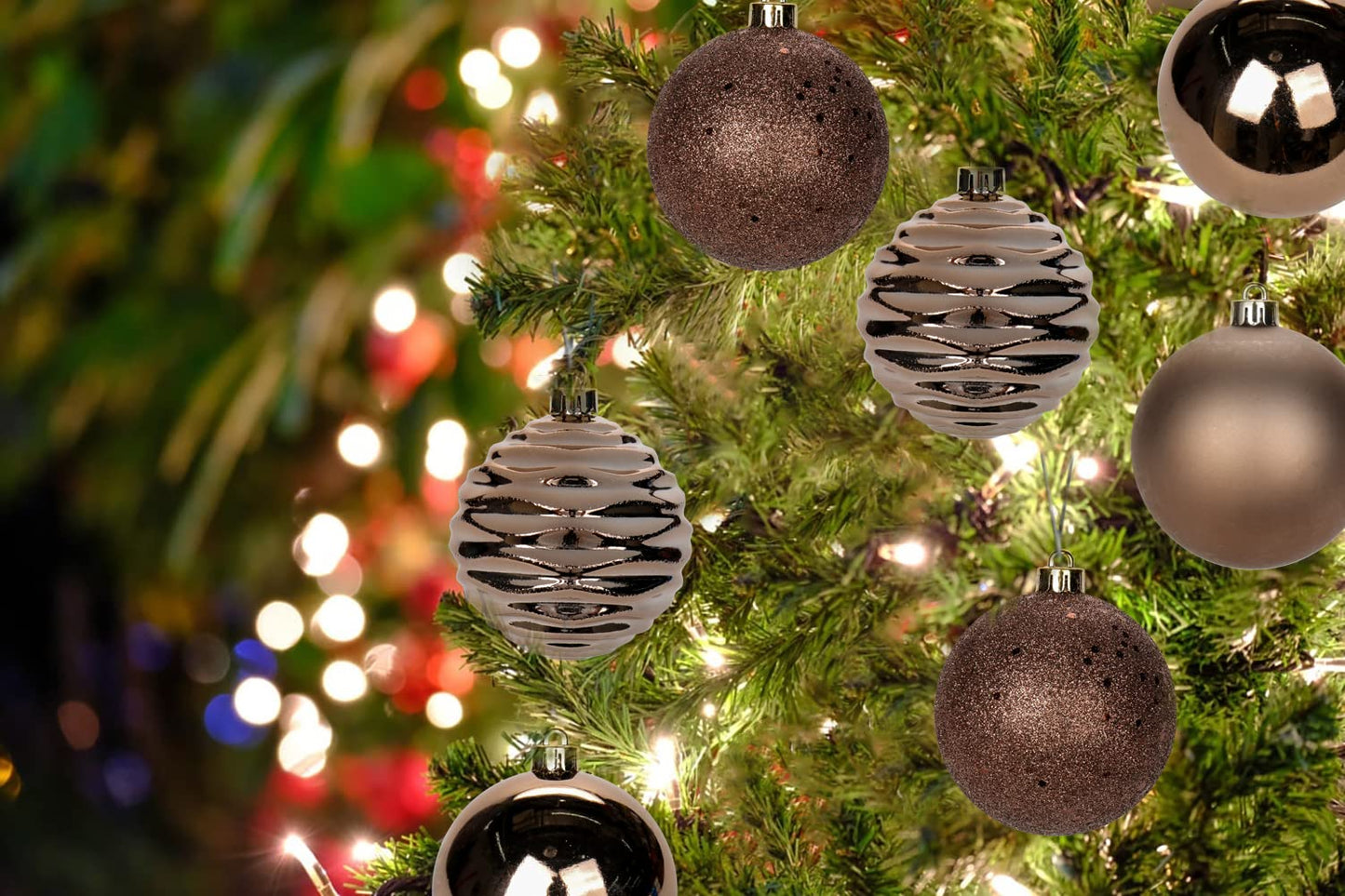 3.15" Christmas Ball Ornaments Brown 12 Pcs Shatterproof Christmas Tree Decorations Xmas Tree Medium Christmas Ornaments Balls with Hanging Loop for Halloween Wedding Holiday Party Wreath Home Decor