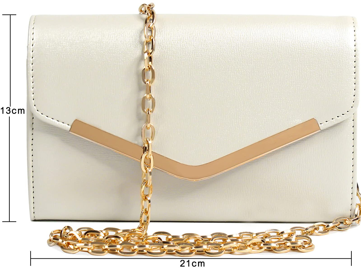 Autumnwell Clutch Purse Evening Bag for Women,Envelope Handbag With Detachable Chain for Wedding and Party(beige)