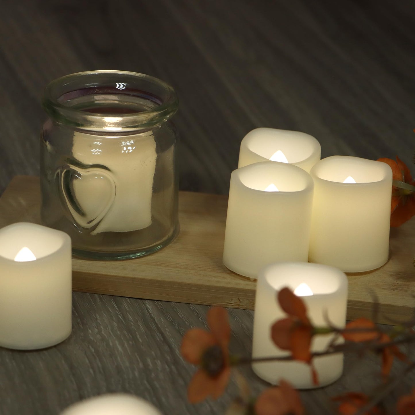 CANDLE CHOICE Battery Operated Flameless Votive Candles Small Bright Flickering LED Lights for Wedding Party Table Centerpieces Halloween Christmas Home Decoration Batteries Incl. 24 Pack White Light