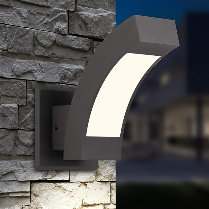 2 Pack Outdoor Wall Sconce Black LED Porch Light Wall Mount Lamp for Garage House,600LM Exterior Light Fixture IP54 Waterproof