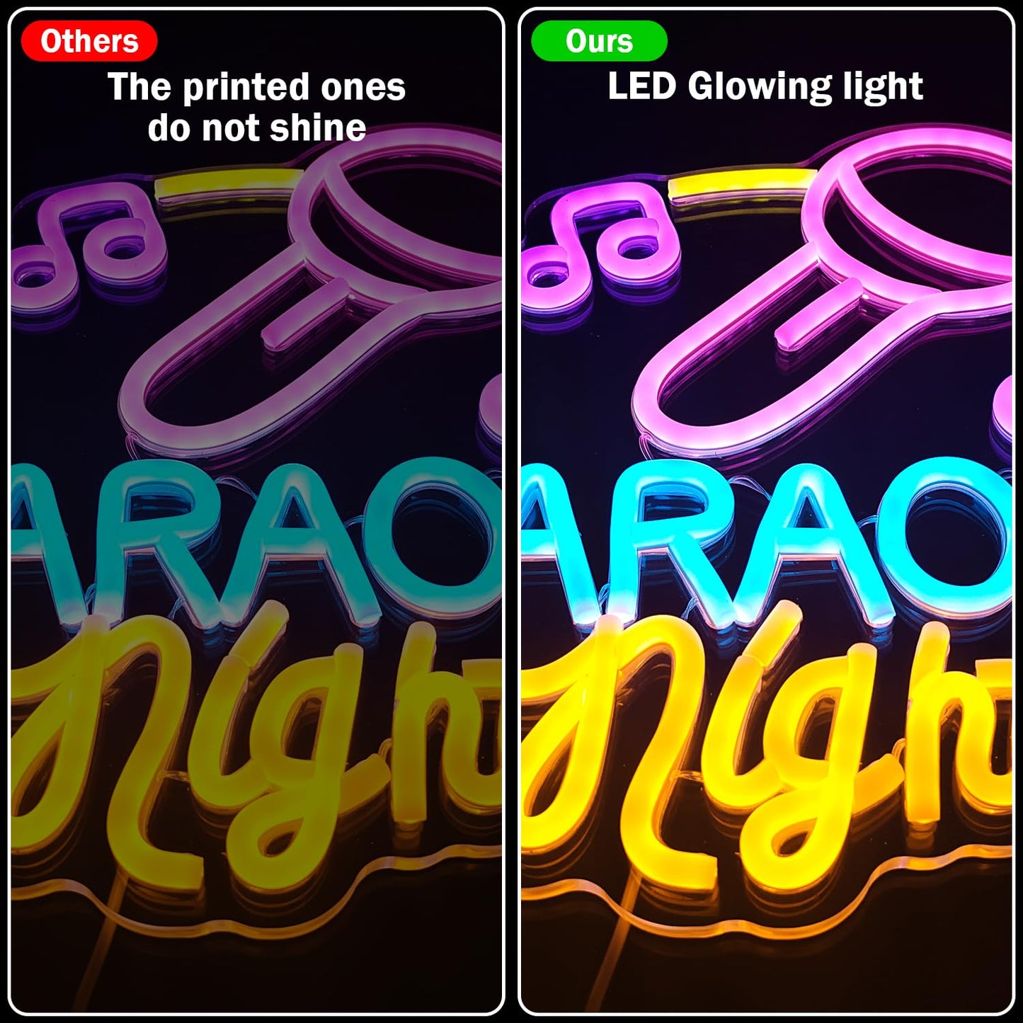 Karaoke Neon Sign Dimmable Led Karaoke Party Neon Lights Signs for Man Cave, USB Powered Karaoke Bar Neon Signs Music Decoration for Live, Wall, Party