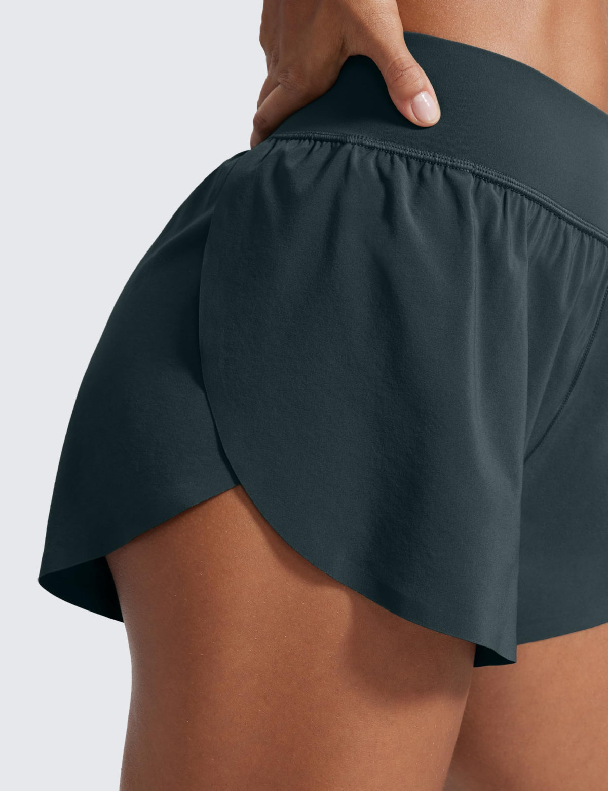 CRZ YOGA High Waisted Split Running Shorts 3" Melanite X-Large