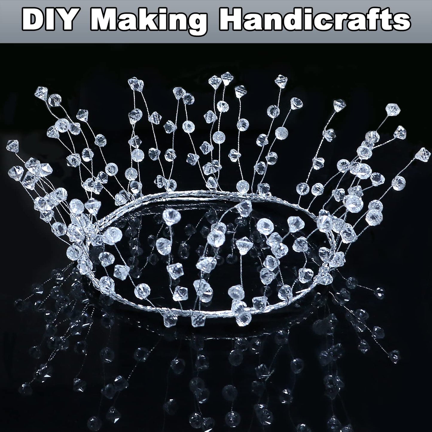 Jishi Christmas Garland 20 FT Crystal Diamond Ice Wire Clear Bead Garland for Christmas Tree Decorations Indoor Winter Wonderland Home Decor for Living Room Bedroom Fireplace Mantle Mantel, Wreath DIY
