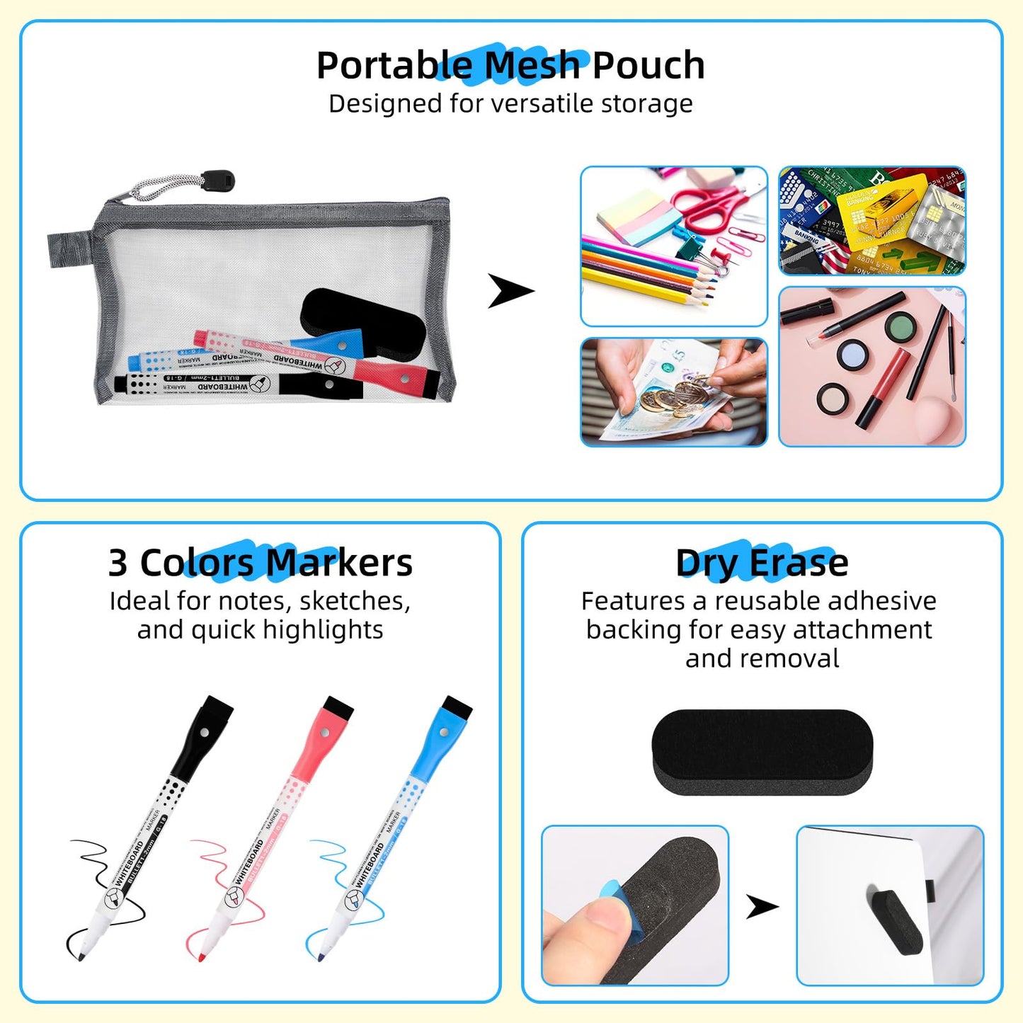 AGM Portable White Board Dry Erase Notebook, 12" x 9" Double Sided Folding Whiteboards with 3 Pens, Small Travel Dry Erase Board Skin-Friendly Material for Study, Meeting, Planning, Brown