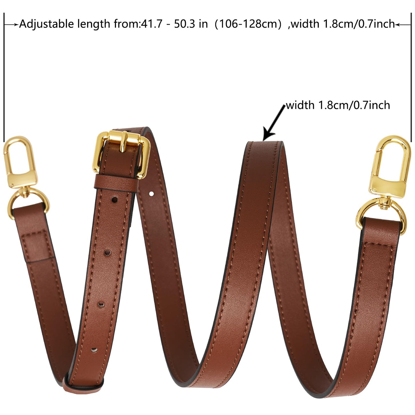 RICLVS Genuine Vachetta Leather Crossbody Strap Genuine Leather Adjustable Replacement Strap for Shoulder Bag Handbag Purse (Brown)