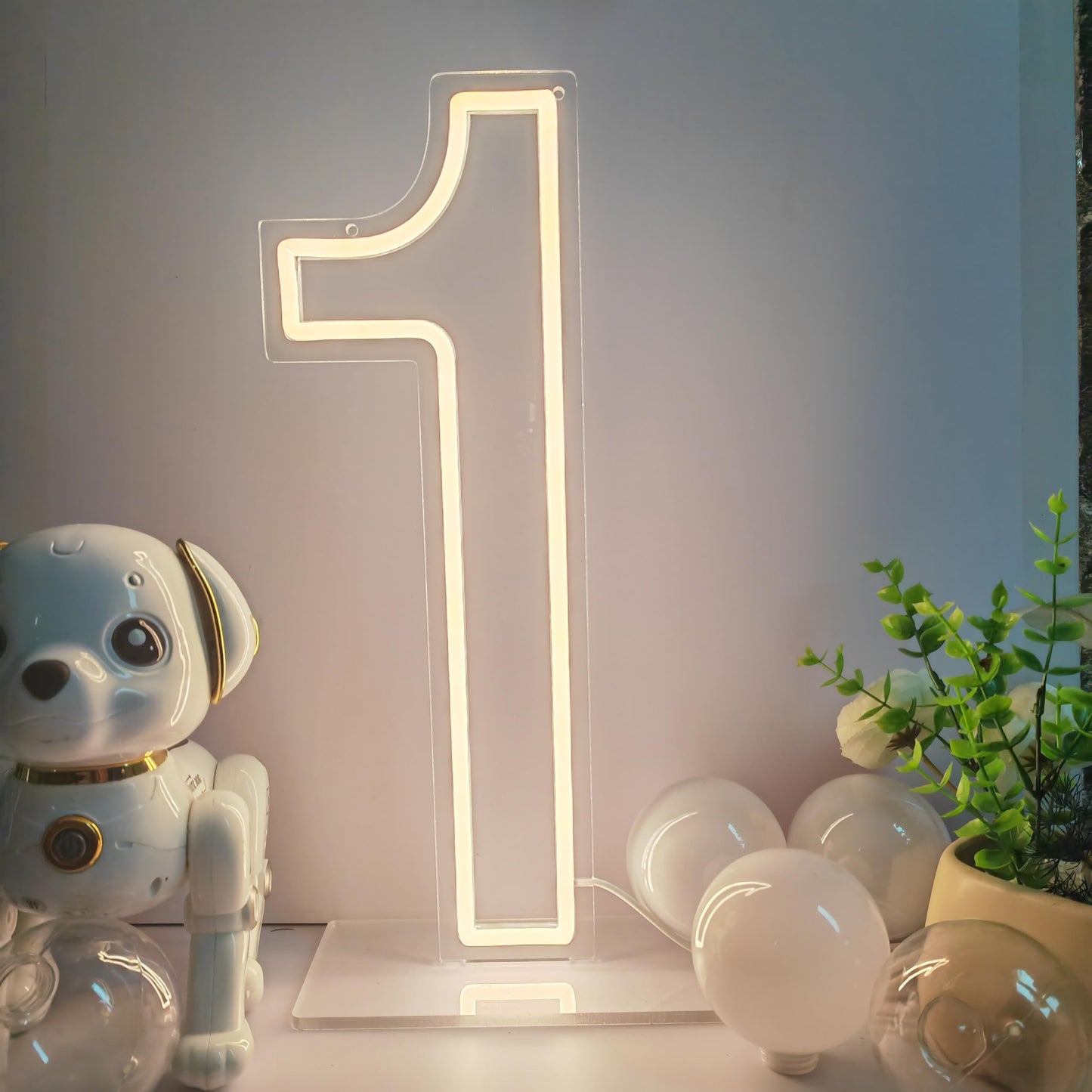Lovewenying Neon Signs Number 1 Birthdays Decor Neon Lights One Party USB Plus Battery Case Light up Your Baby's First Birthday with Our Neon Number One Sign (Number 1-Warm White)